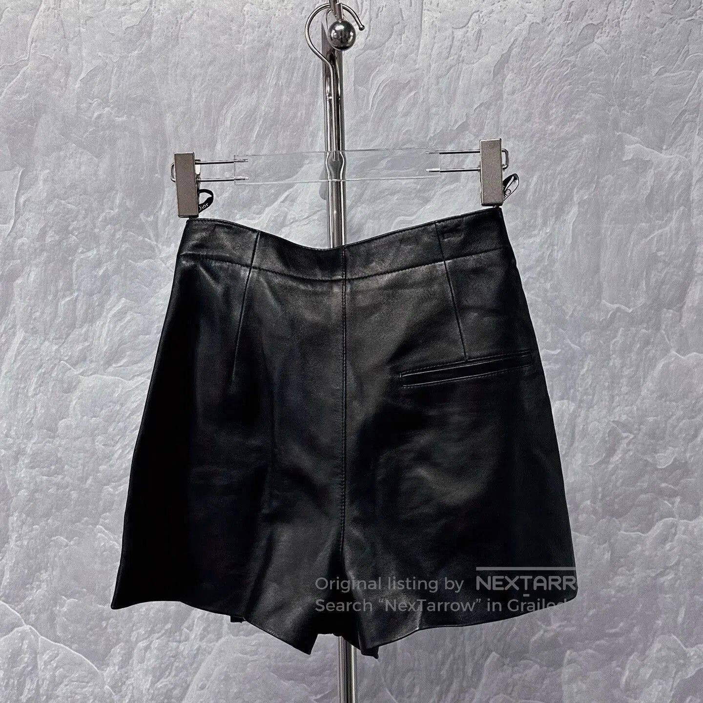 Dior black leather shorts with CD buckle. Size 33" - 4 Thumbnail