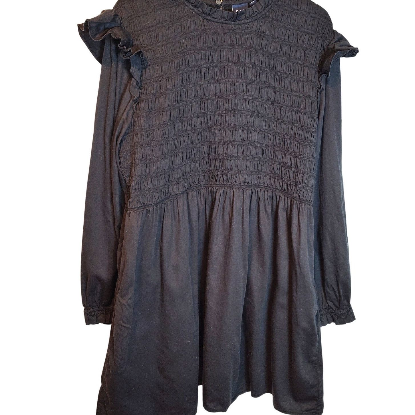 Gap GAP XXL Black Smocked Dress Ruffle Neck Long Sleeve Size XXL / US 16-18 / IT 52-54 - 1 Thumbnail