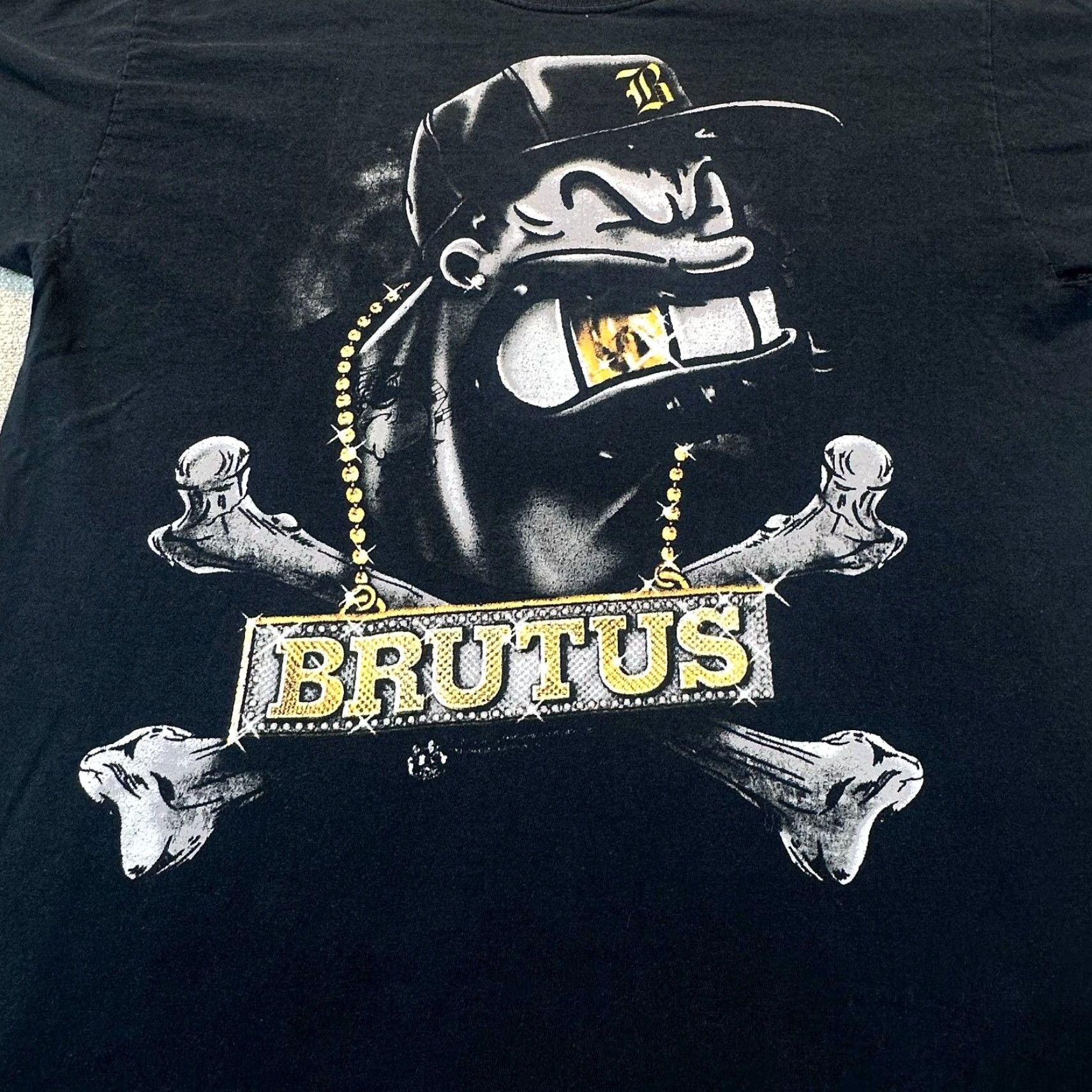 J Brand Brutus Gold Tooth Men's Medium Licensed Popeye Thug Villain Cross Bones Y2K Tee Size US M / EU 48-50 / 2 - 3 Thumbnail