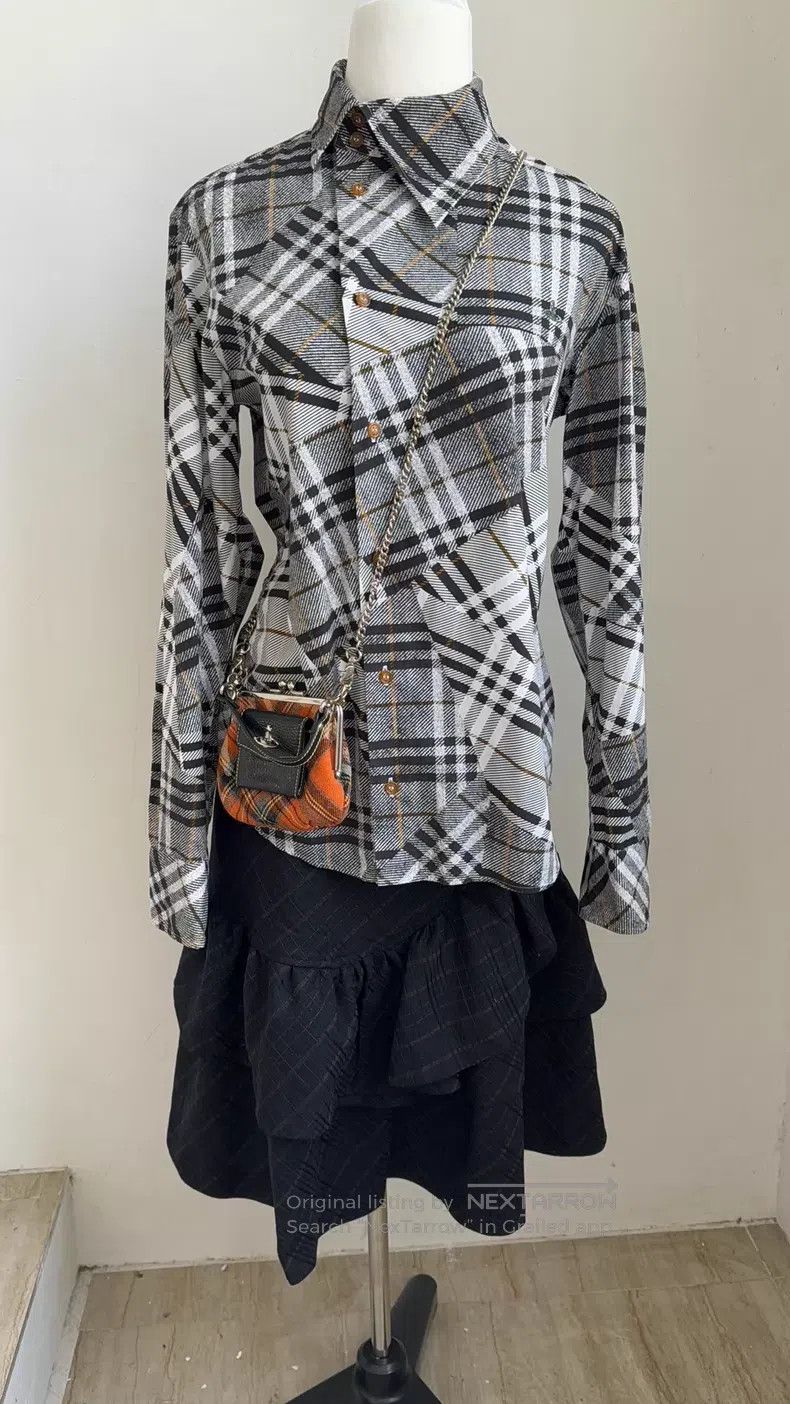 Vivienne Westwood Vivienne Westwood Wild Plaid Shirt with Asymmetric Collar Size L / US 10 / IT 46 - 4 Thumbnail