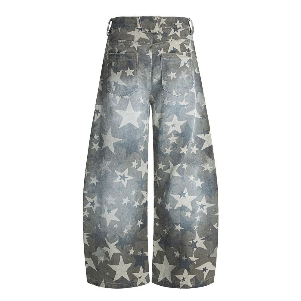 Vintage Men's trendy loose wide-leg star camouflage scimitar jeans Size US 32 / EU 48 - 2 Thumbnail