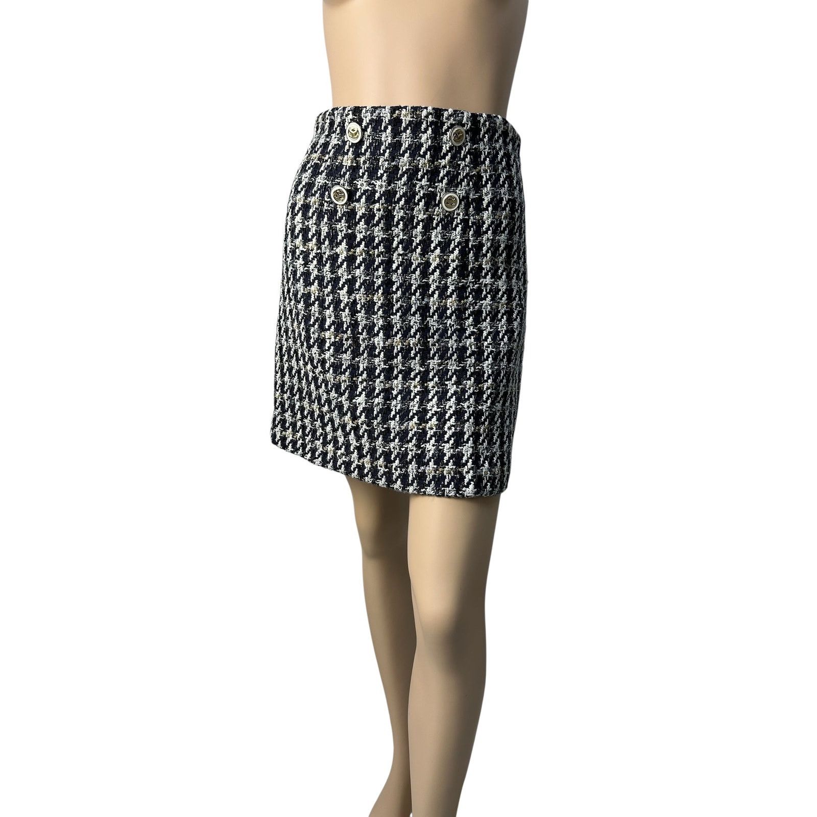 Sandro Sandro Houndstooth Decorative Buttons Skirt Sz.1 Size 27" / US 4 / IT 40 - 1 Thumbnail