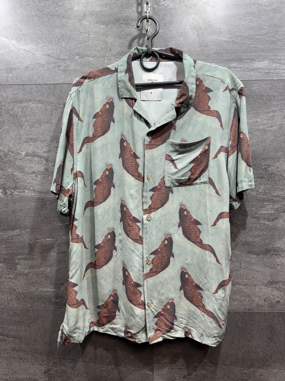 Percival Percival Shirt Viscose Fish Short Sleeve Button Up Size M Size US M / EU 48-50 / 2 - 1 Thumbnail