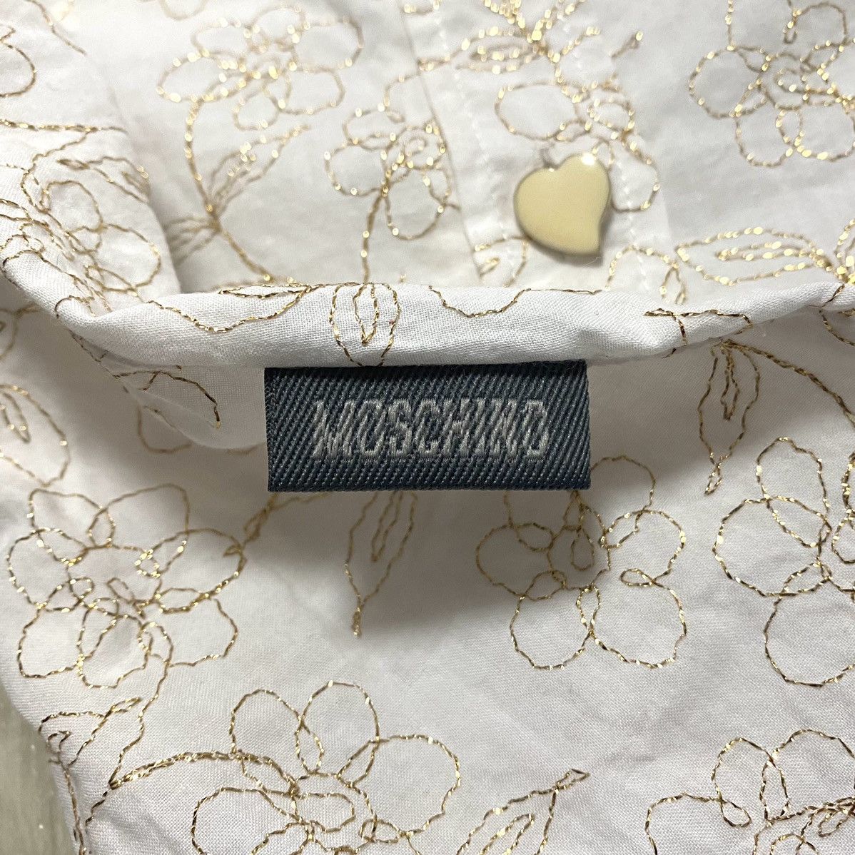 Moschino Women’s Moschino White Shirt Golden Floral Embroidery Decor Size S / US 4 / IT 40 - 13 Thumbnail
