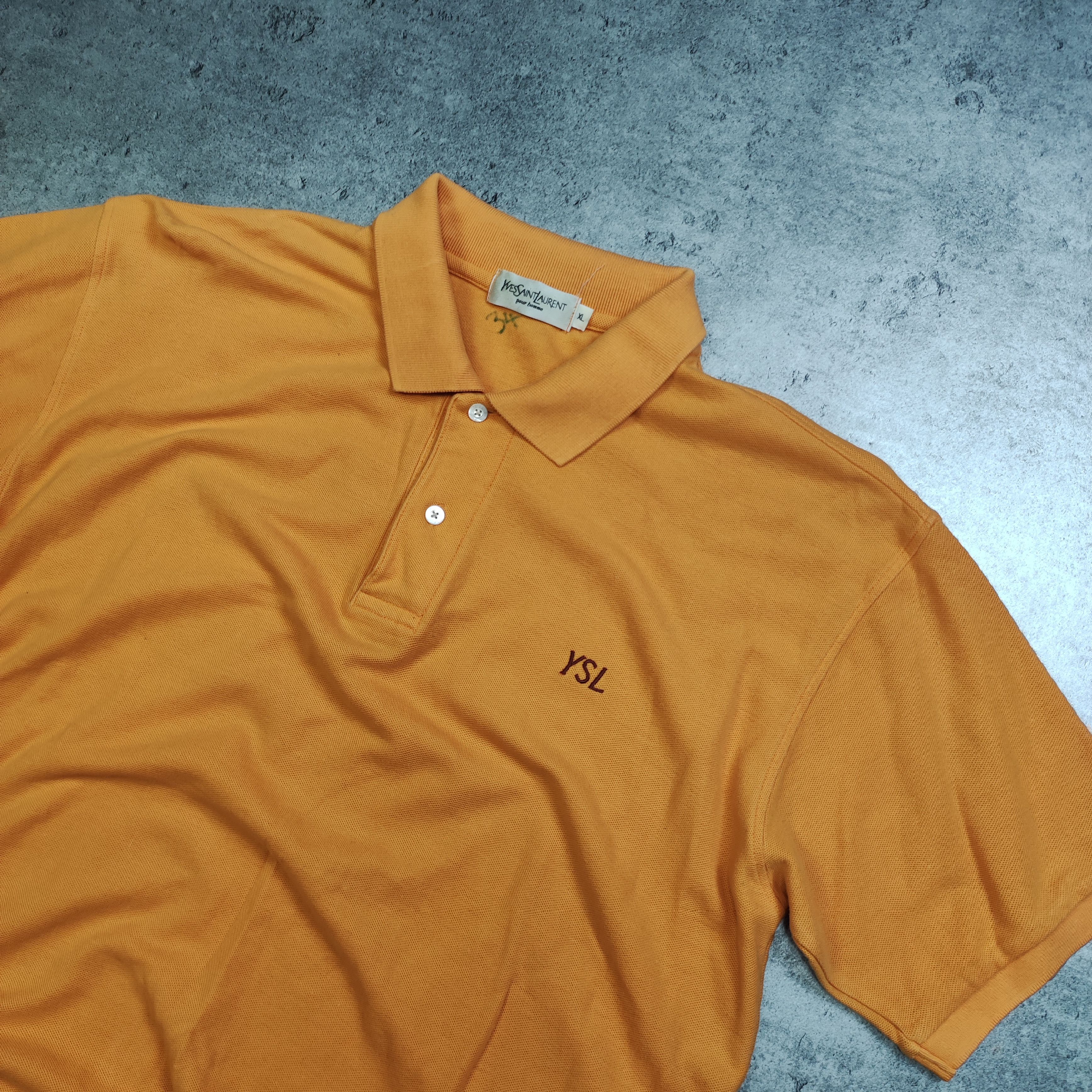 Vintage × Yves Saint Laurent RARE vintage YSL Yves Saint Lauren Pour Homme Orange Polo Size US XL / EU 56 / 4 - 4 Thumbnail