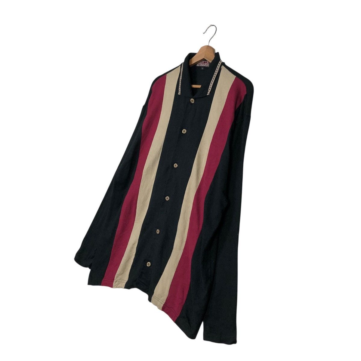 Japanese Brand 📌Vintage Shirt Jacket Bowling Button Jami Island Striped Size US L / EU 52-54 / 3 - 3 Thumbnail