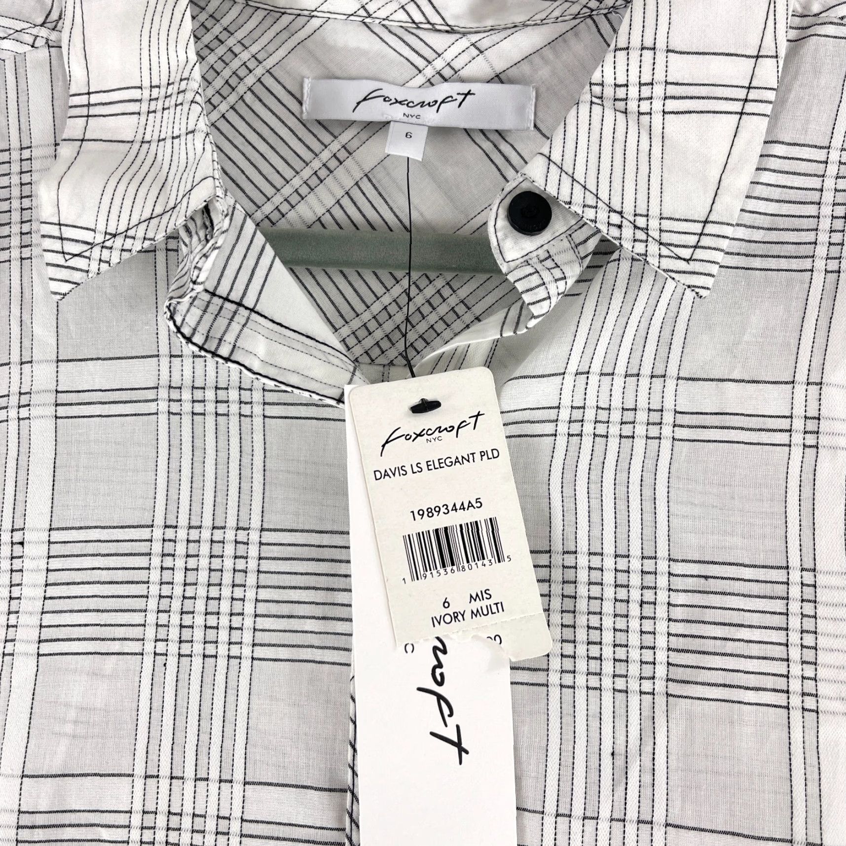 Vintage Foxcroft Davis Button-Up Shirt Womens Size 6 White Long Sleeve Plaid Casual Workwear New Size M / US 6-8 / IT 42-44 - 7 Thumbnail