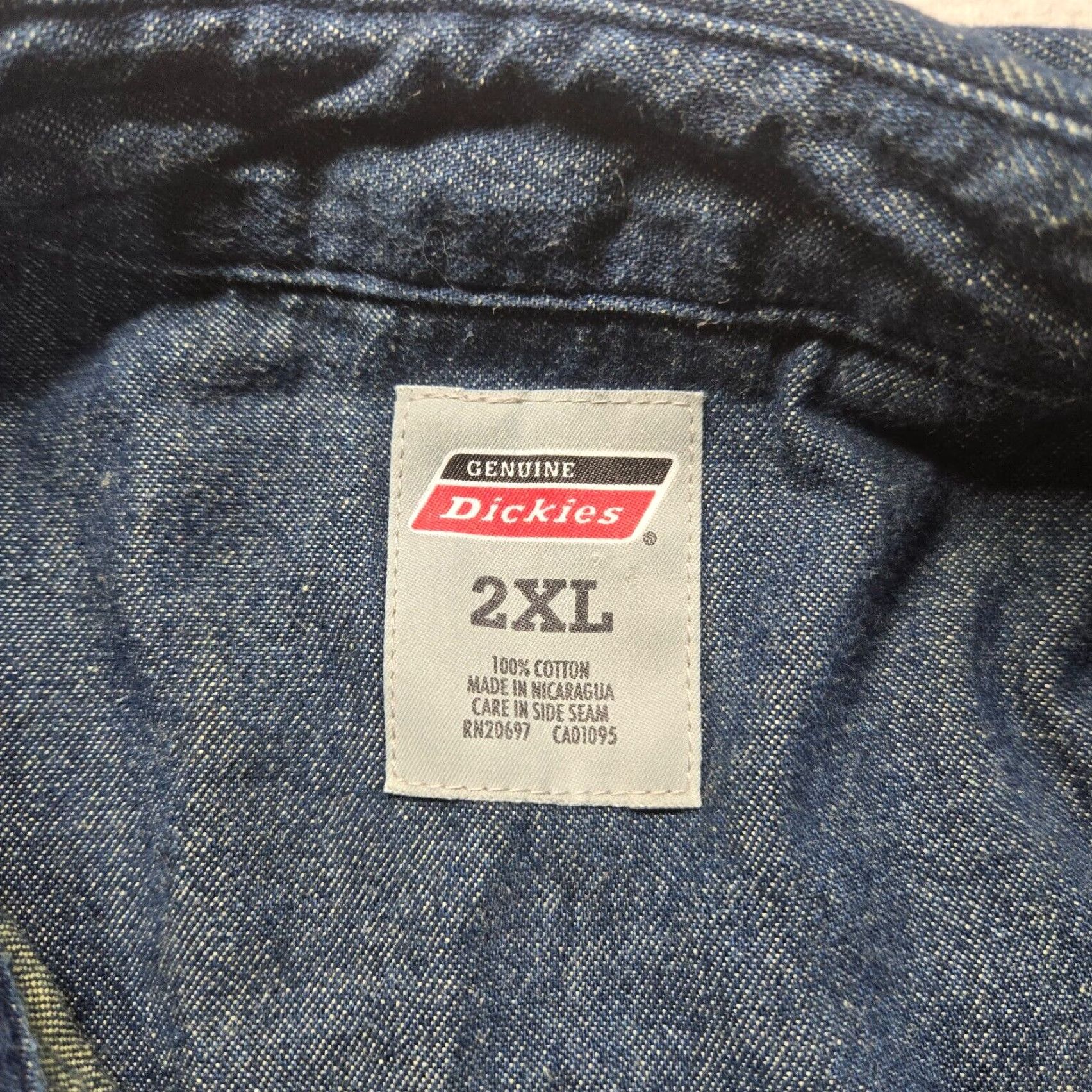 Dickies Dickies Denim Shirt Blue Long Sleeve Button Up Heavy Cotton 2XL Men's Casual Work Shirt Size US XXL / EU 58 / 5 - 3 Thumbnail