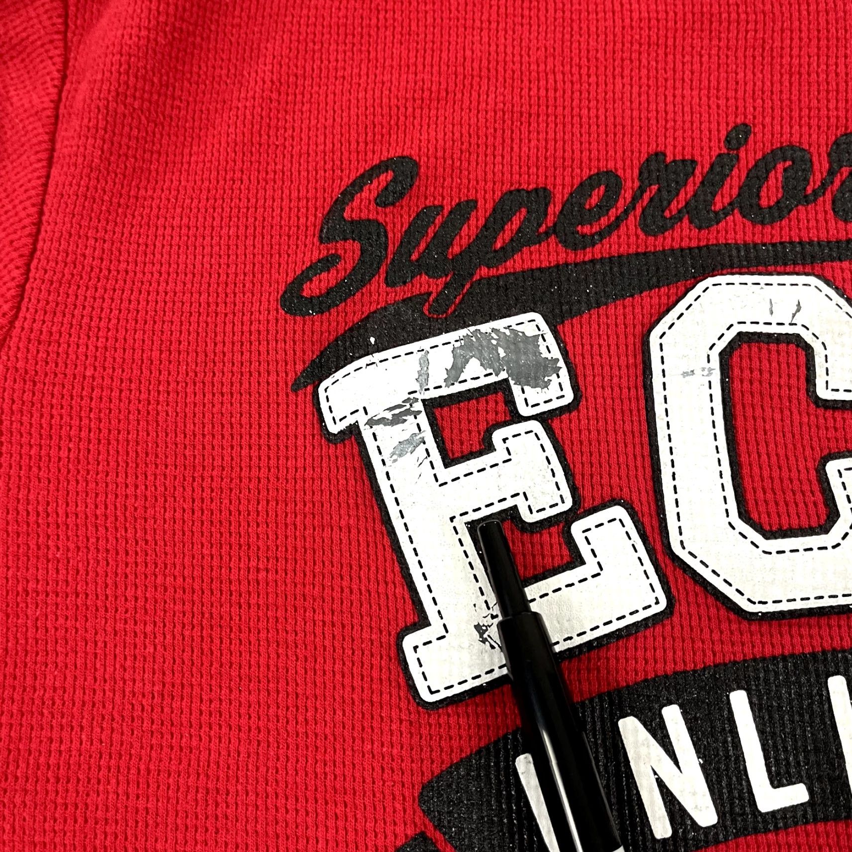 Ecko Unltd. VINTAGE ECKO UNLTD Shirt Mens L/XL Red Waffle Thermal Knit Skate Y2K Grunge Spellout Size US XL / EU 56 / 4 - 5 Thumbnail