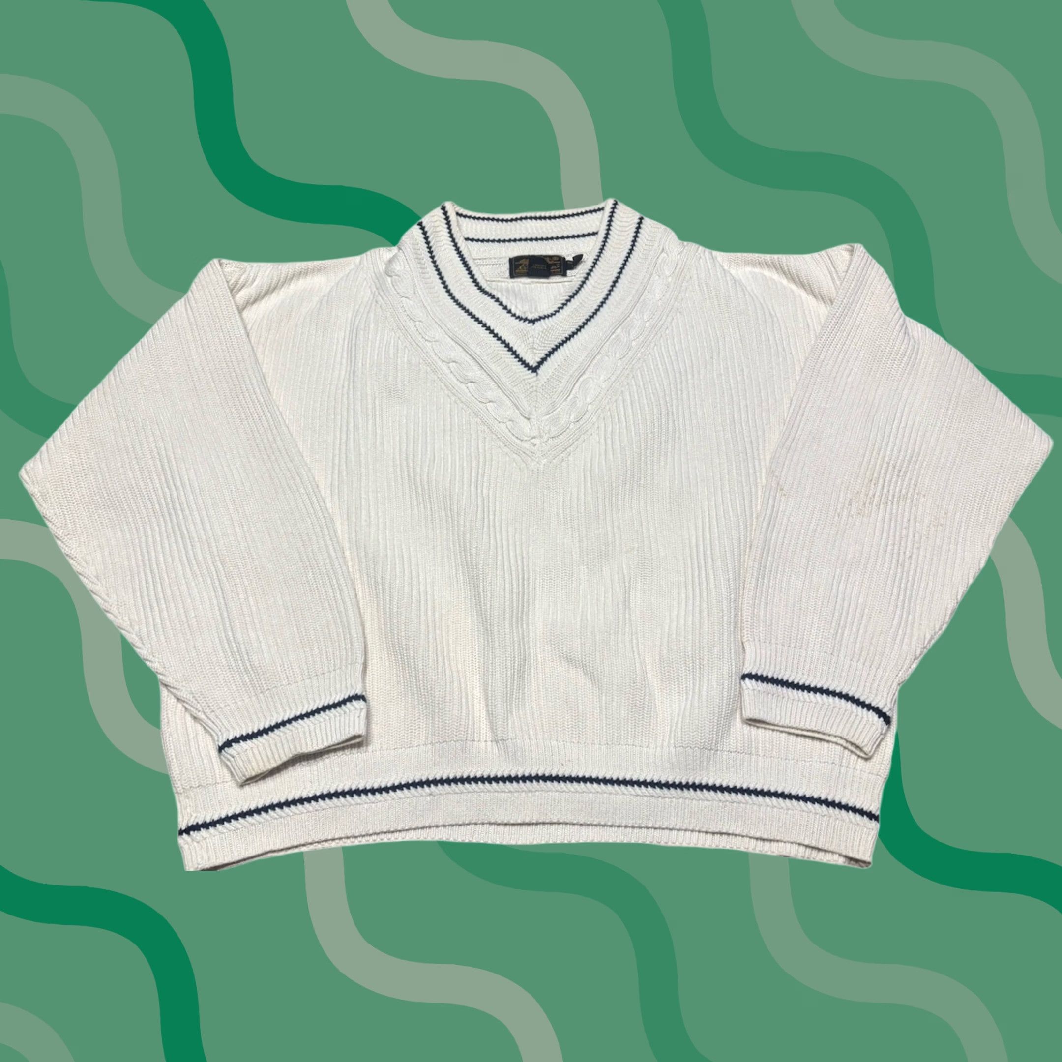 Eddie Bauer VINTAGE Eddie Bauer Sweater Mens XL V-Neck Cotton Knit 90s Pullover Beig e Tennis Shirt? Size US XL / EU 56 / 4 - 1 Thumbnail