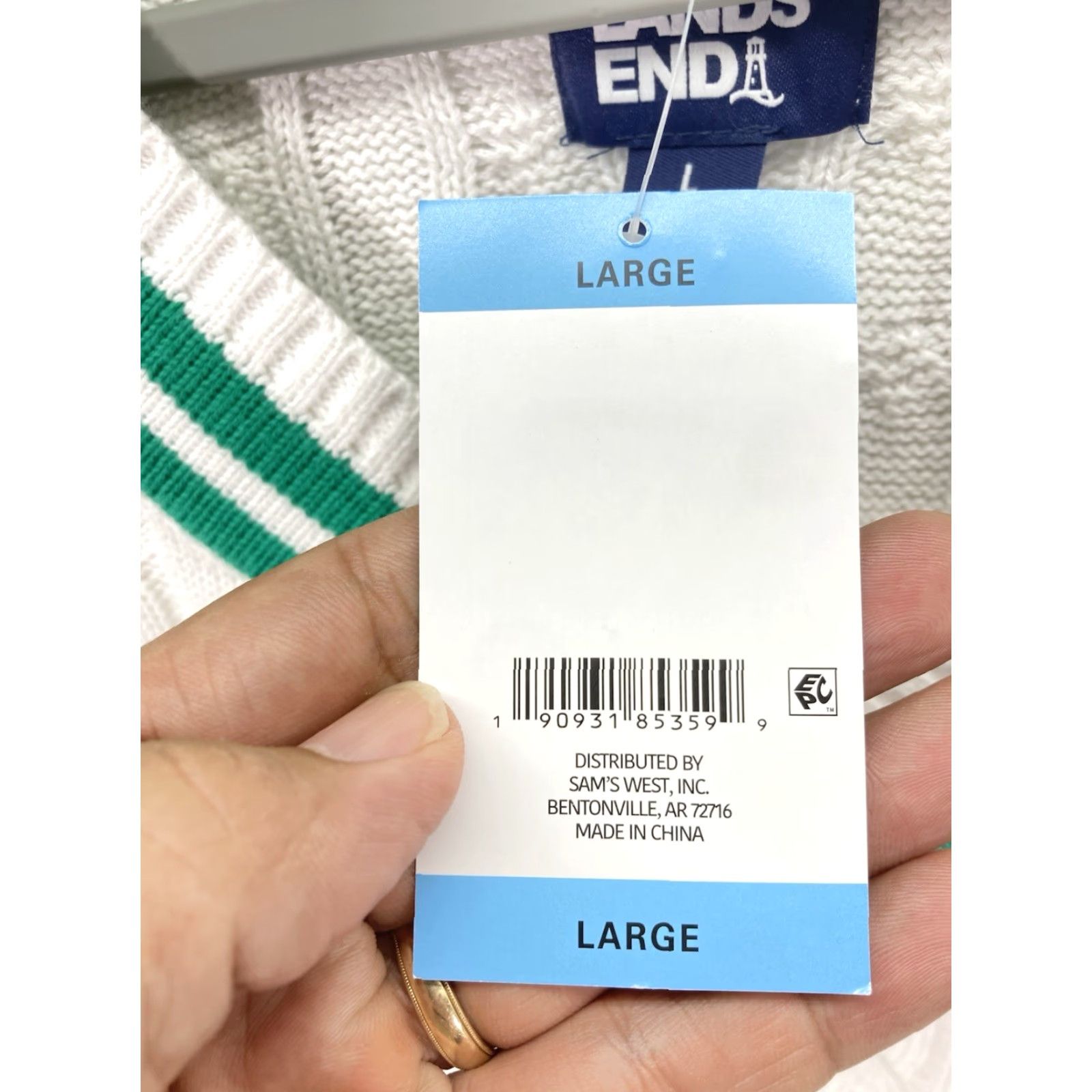 Lands' End Lands' End V Neck Cable Sweater Women Large White Long Sleeve Pullover Cotton NWT Size L / US 10 / IT 46 - 5 Thumbnail