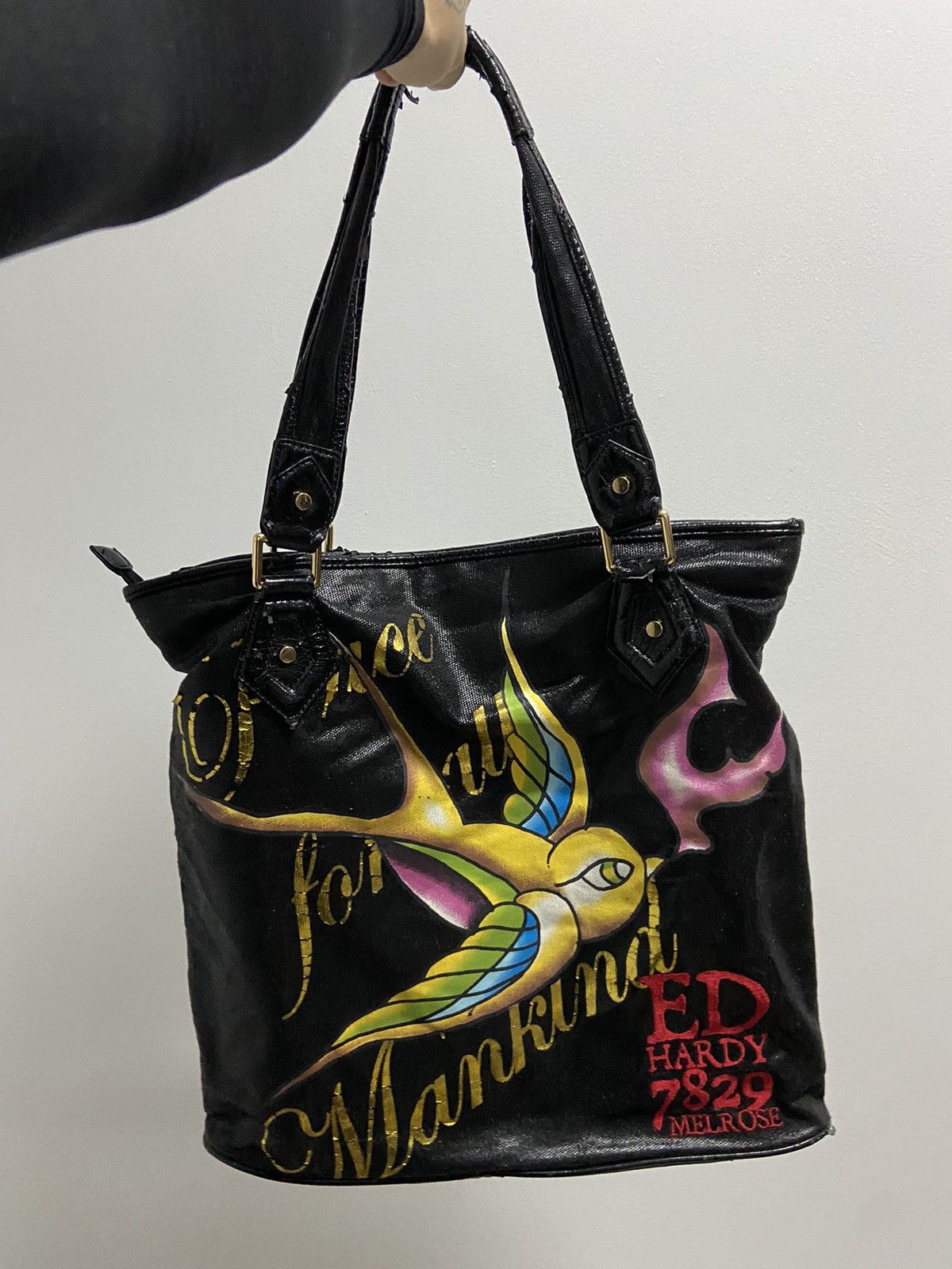 Ed Hardy × Vintage Ed Hardy Vintage tote Bag Big Print Logo rhinestones Size ONE SIZE - 4 Thumbnail