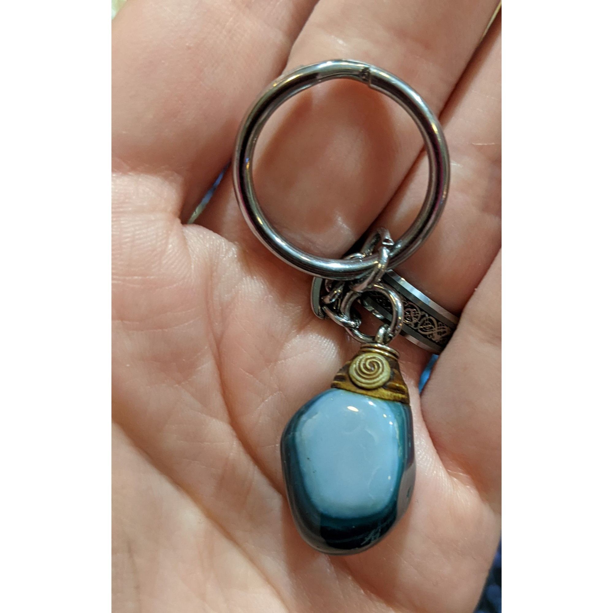 Other Blue/Green Dyed Genuine Agate Nature Inspired Keychain Size ONE SIZE - 1 Thumbnail