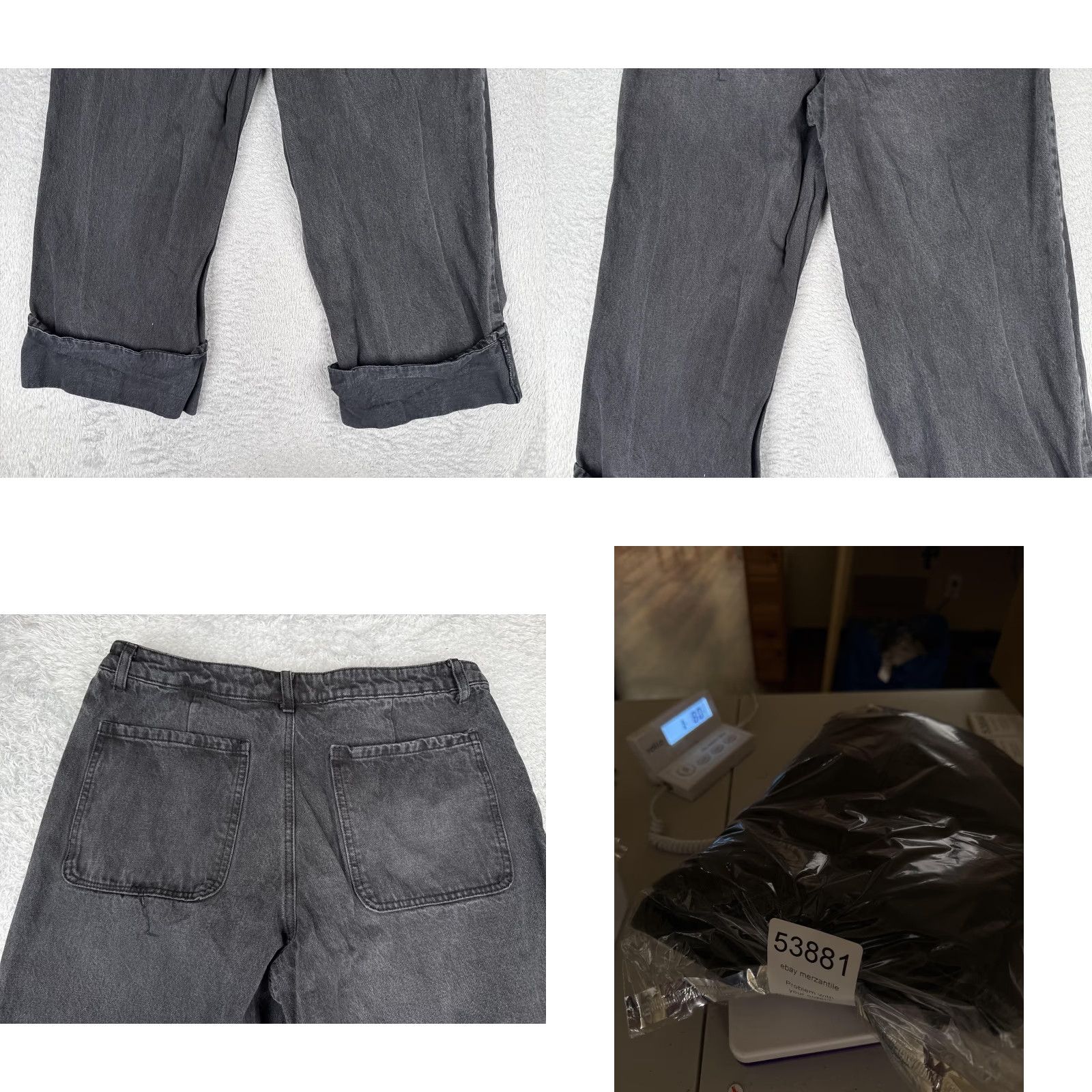 Vintage No Boundaries Jeans Womens 12 Charcoal High Rise Wide-Leg Cuffed Denim 31x27 (Relaxed) Size 34" / US 12 / IT 48 - 10 Thumbnail
