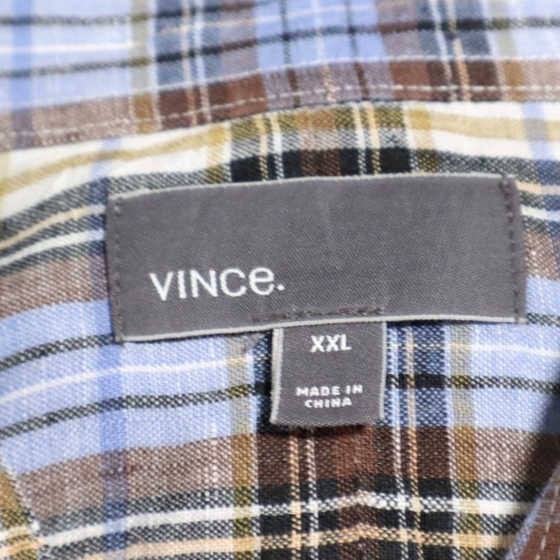Vince Vince. Linen Plaid Long Sleeve Button Down Shirt Men's 2XL Size US XXL / EU 58 / 5 - 5 Thumbnail