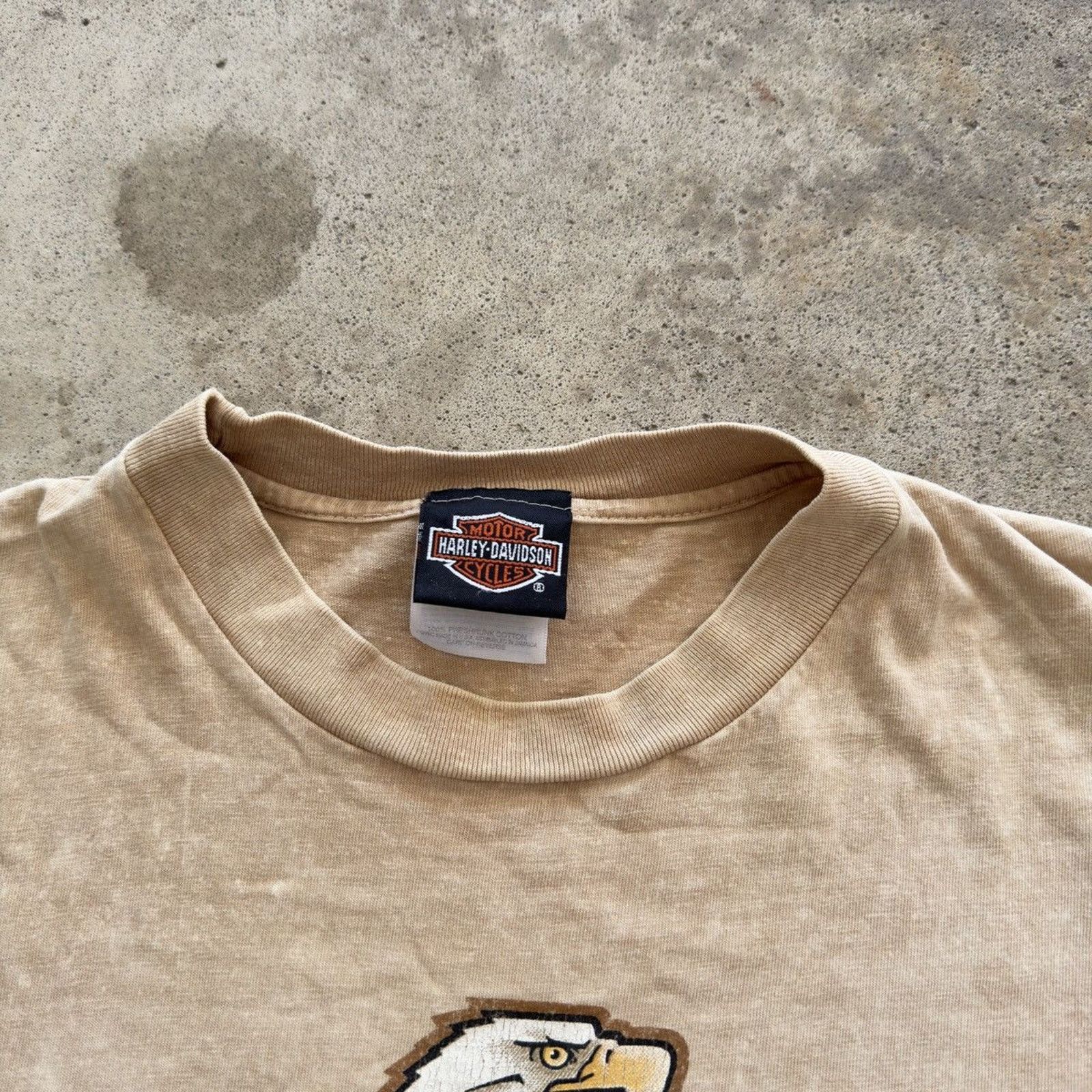 Harley Davidson Harley Faded Beige Logo Shirt ERD Grunge Chrome WCC Biker Size US L / EU 52-54 / 3 - 3 Thumbnail
