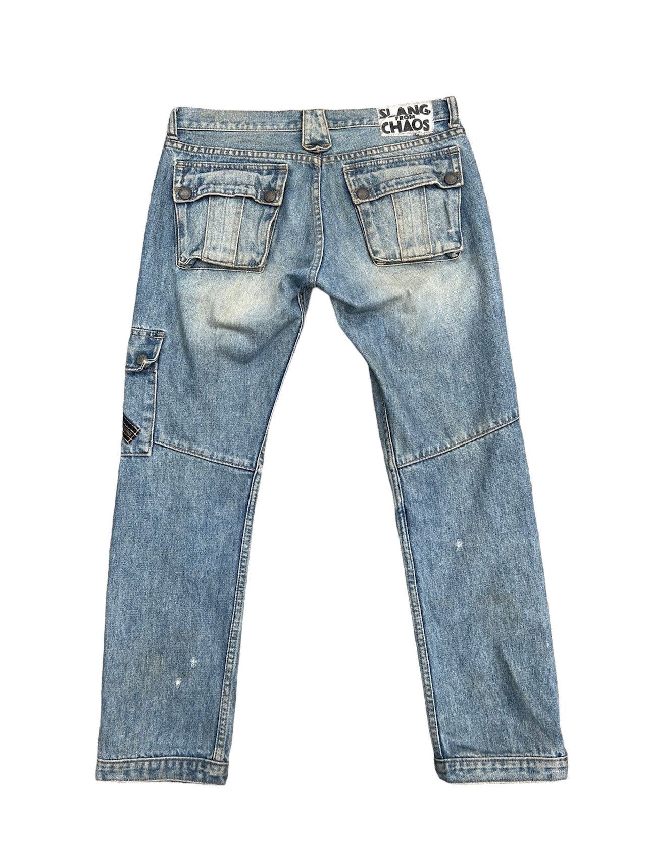 Vintage RNA Slang From Chaos Distressed Zippers Cargo Denim Size US 31 - 2 Thumbnail