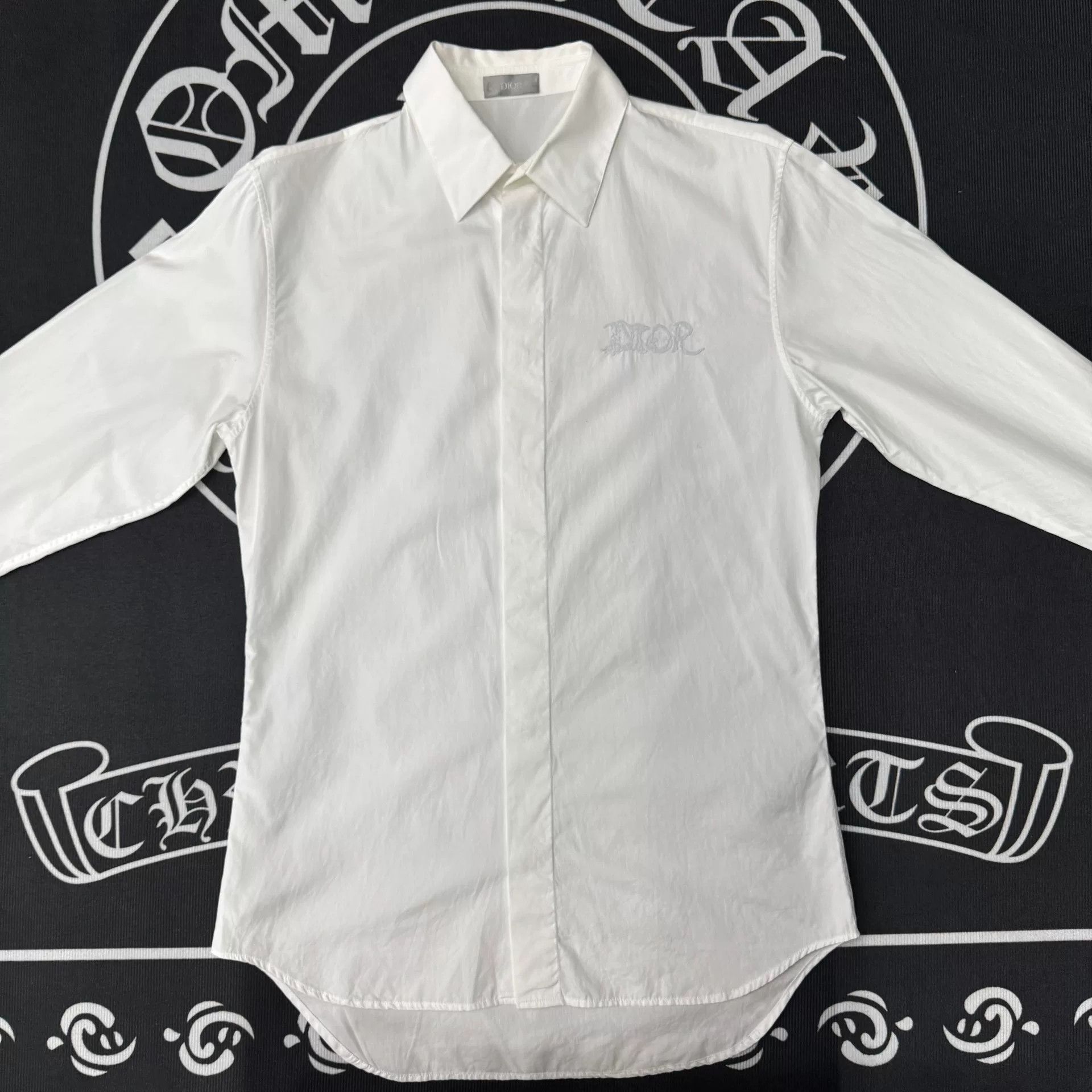 Dior Dior White Slogan Embroidery Shirt Size US M / EU 48-50 / 2 - 1 Thumbnail