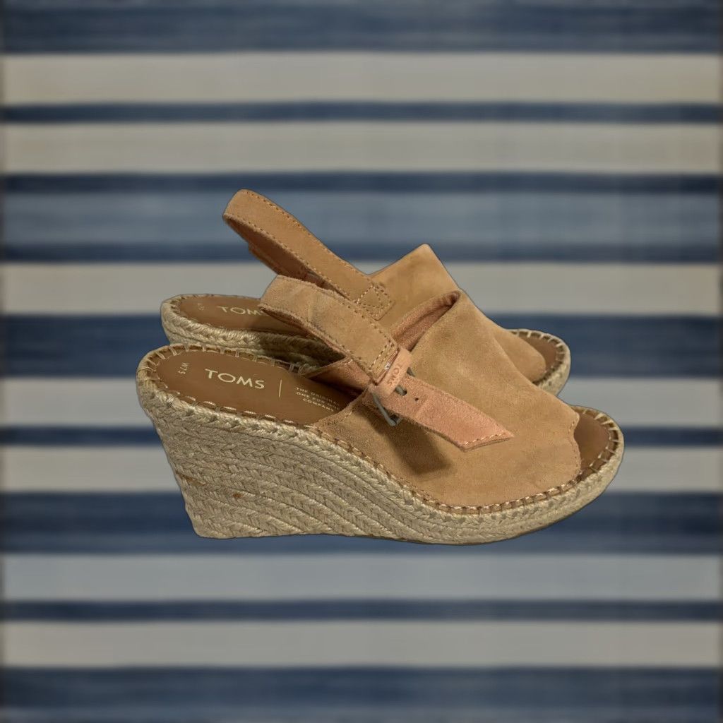 Toms TOMS Monica Wedge Espadrille Open Toe Sandals Bloom Suede Women's Size 7.5 Size US 8 / IT 38 - 1 Thumbnail