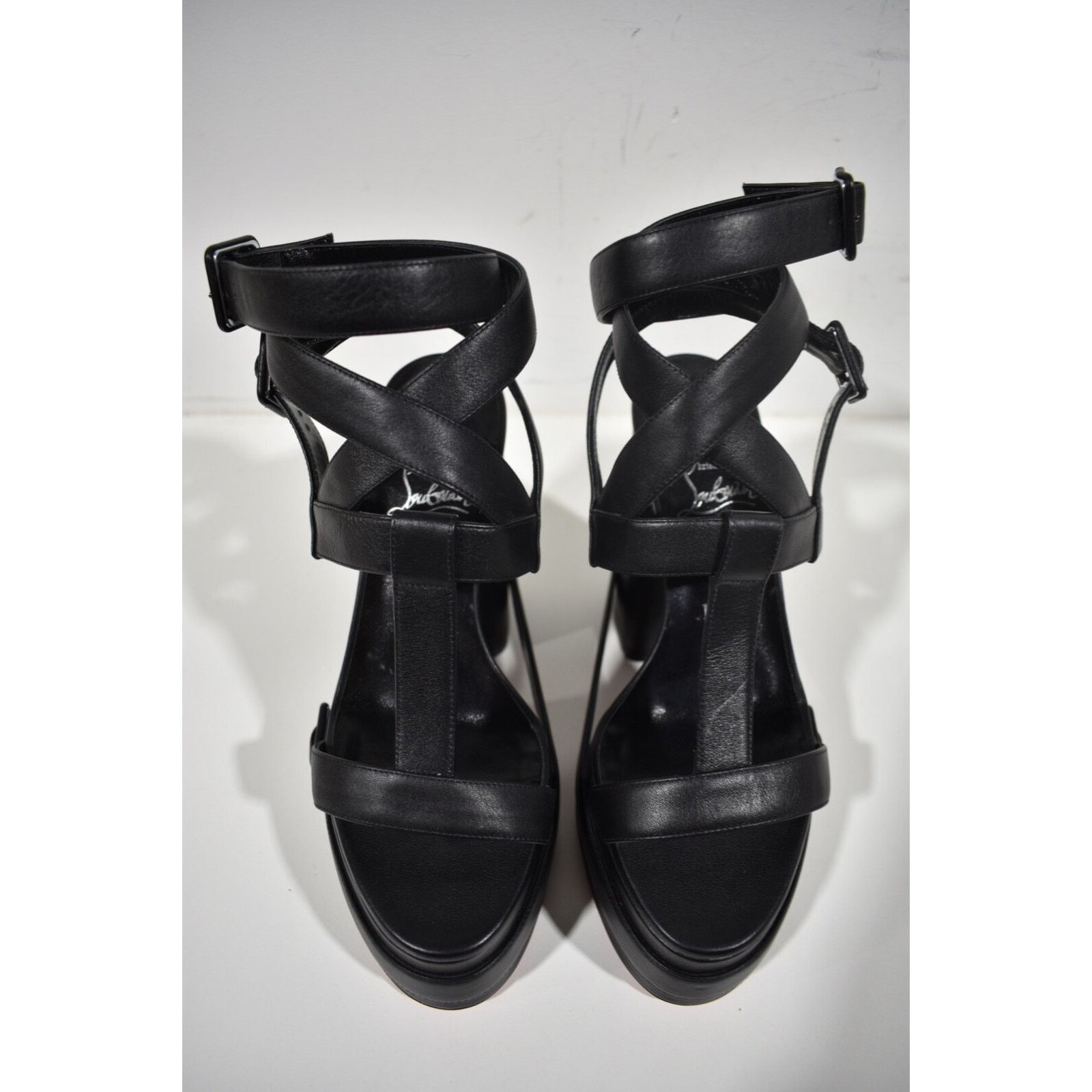 Christian Louboutin Yazefatt Strap 130 Black Platform Bloc Heel Sandal Pump 37.5 Size US 7.5 / IT 37.5 - 9 Thumbnail