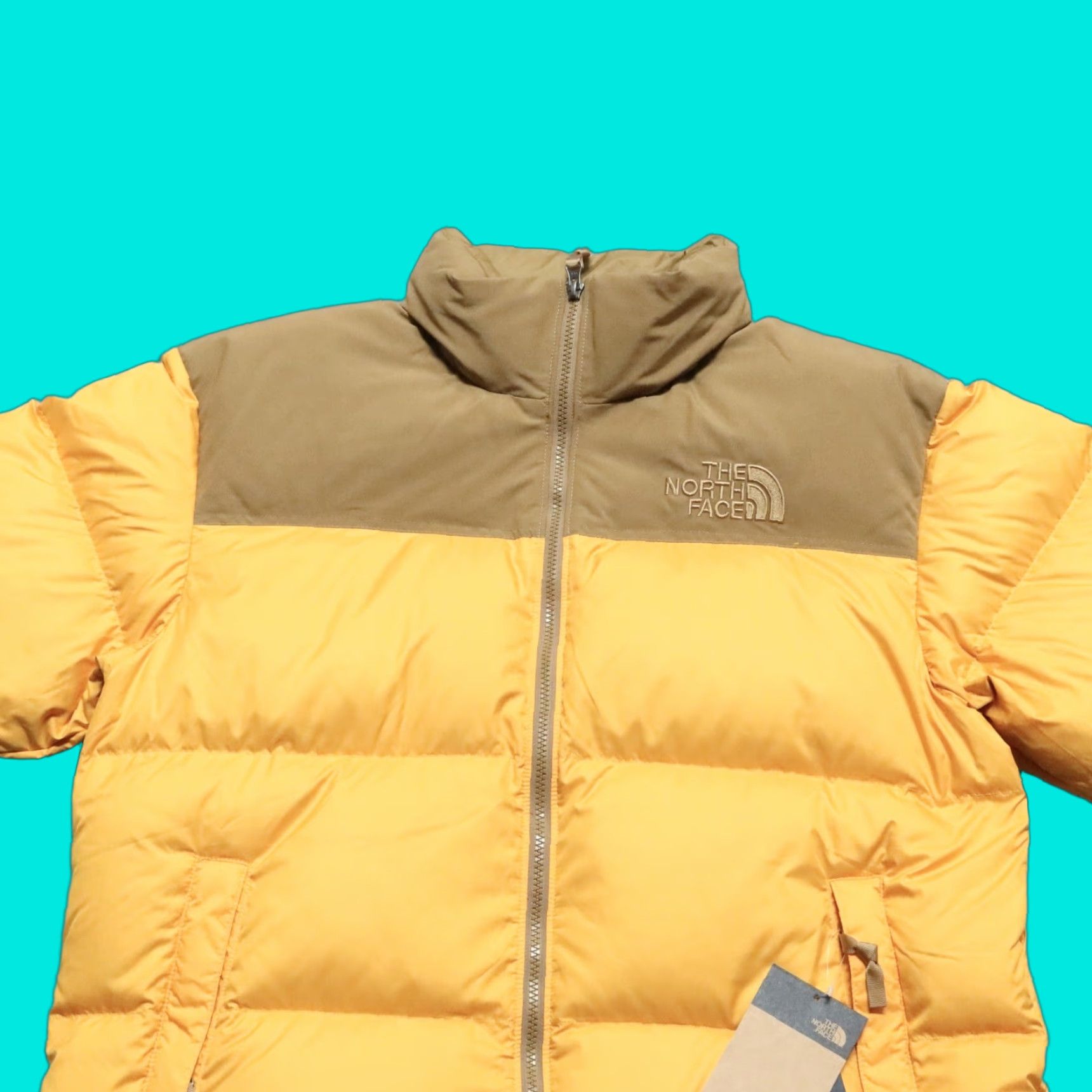 VINTAGE The North Face Nuptse Quilted Down Jacket Mens M Yellow Tonal