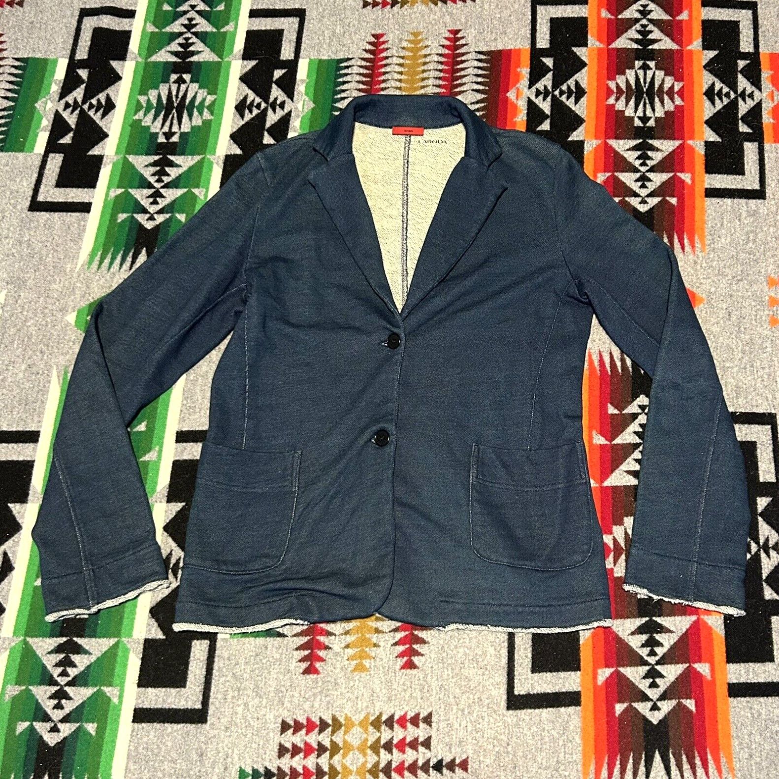 image of Vintage Ikram Blazer Designer Casual Women’S Size Large Stone Wash 2 Button Swiss Euc A5 in White, 