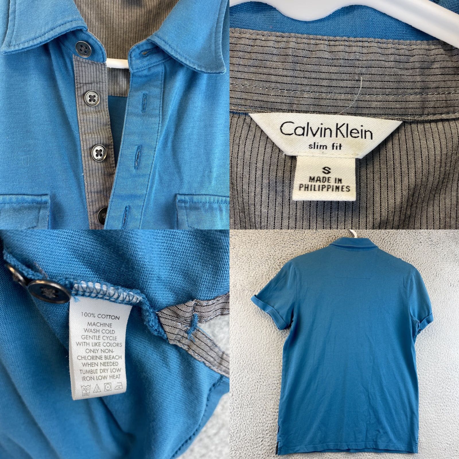 Calvin Klein Calvin Klein Polo Shirt Slim Fit Men’s Indigo 2 Front Pockets Buttoned Sleeves Shoulder Loop Accents 90-68 / 68-90? Size US S / EU 44-46 / 1 - 8 Thumbnail
