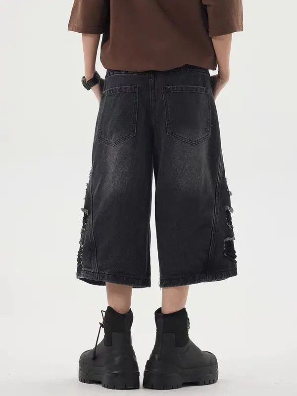 Japanese Brand VIBE Heavy damage washed distressed retro loose denim shorts Size US 32 / EU 48 - 5 Thumbnail