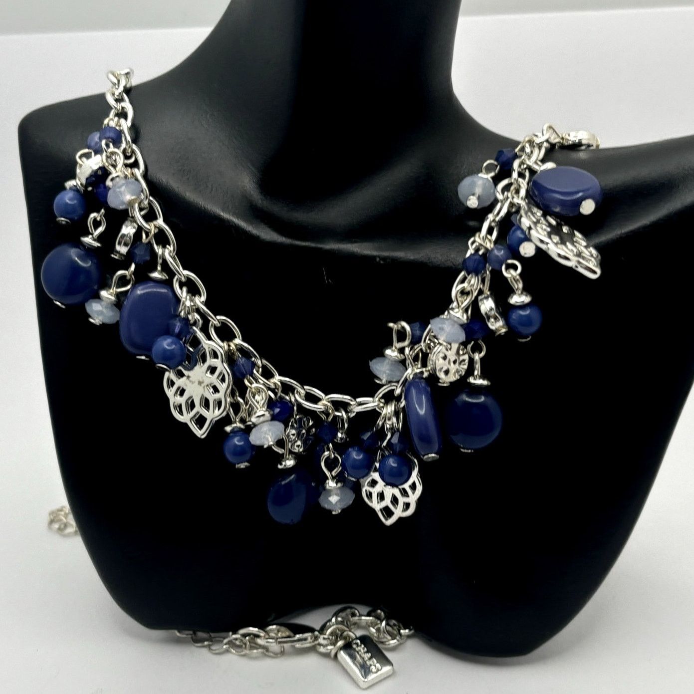 Chaps Silver & Blue Chaps Necklace Size ONE SIZE - 1 Thumbnail