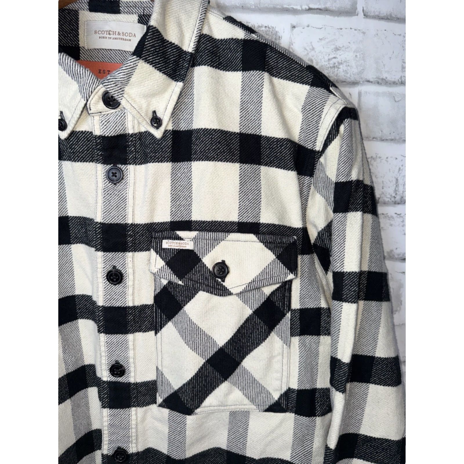 Scotch & Soda Scotch & Soda Button-Up Shirt Men M Flannel Black and White Multicolor Long Sleeve Casual Shirt Size US M / EU 48-50 / 2 - 3 Thumbnail