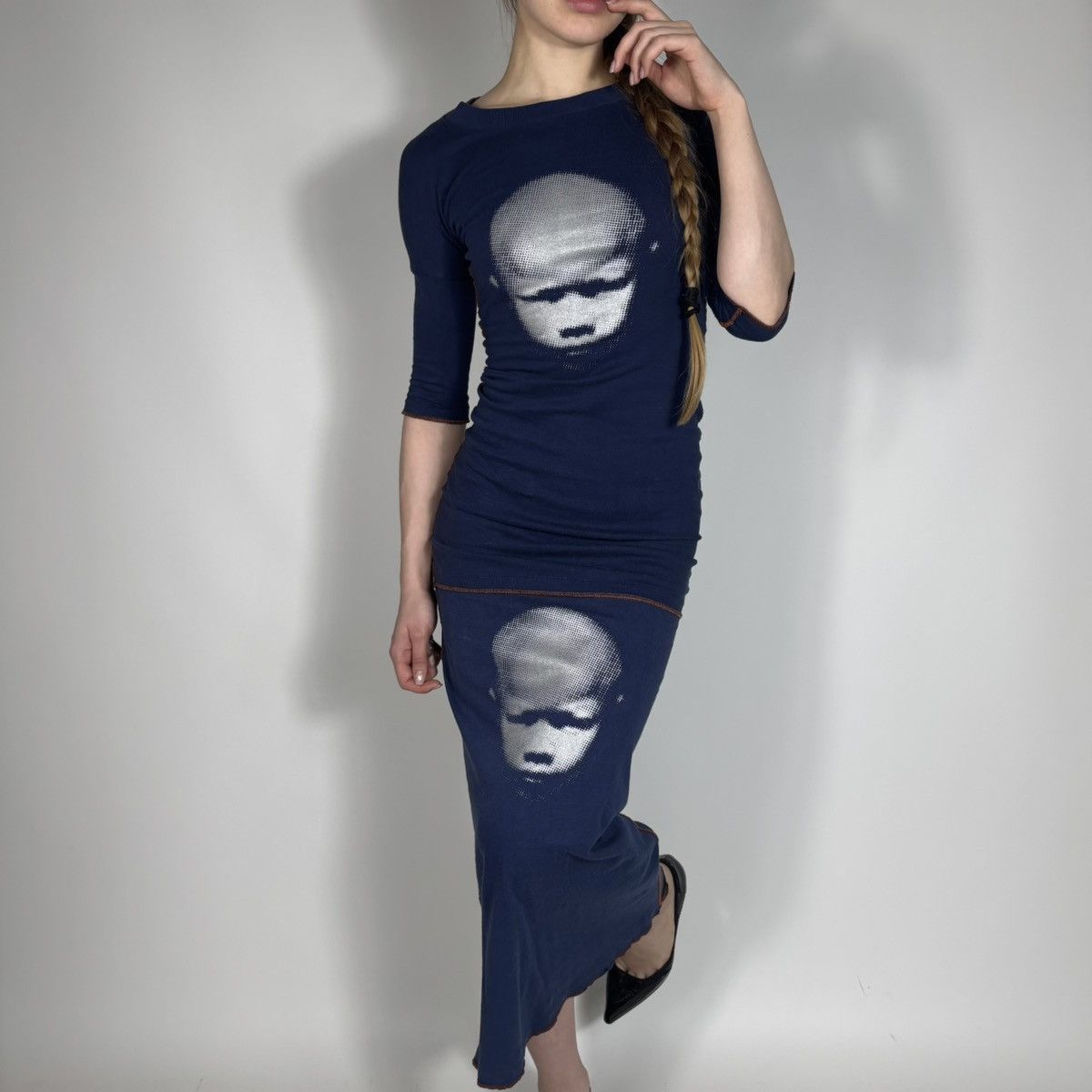 Xuly.Bet Vintage Y2K XULY.BET Archive JPG Style Maxi Dress Face Kid Size M / US 6-8 / IT 42-44 - 1 Thumbnail