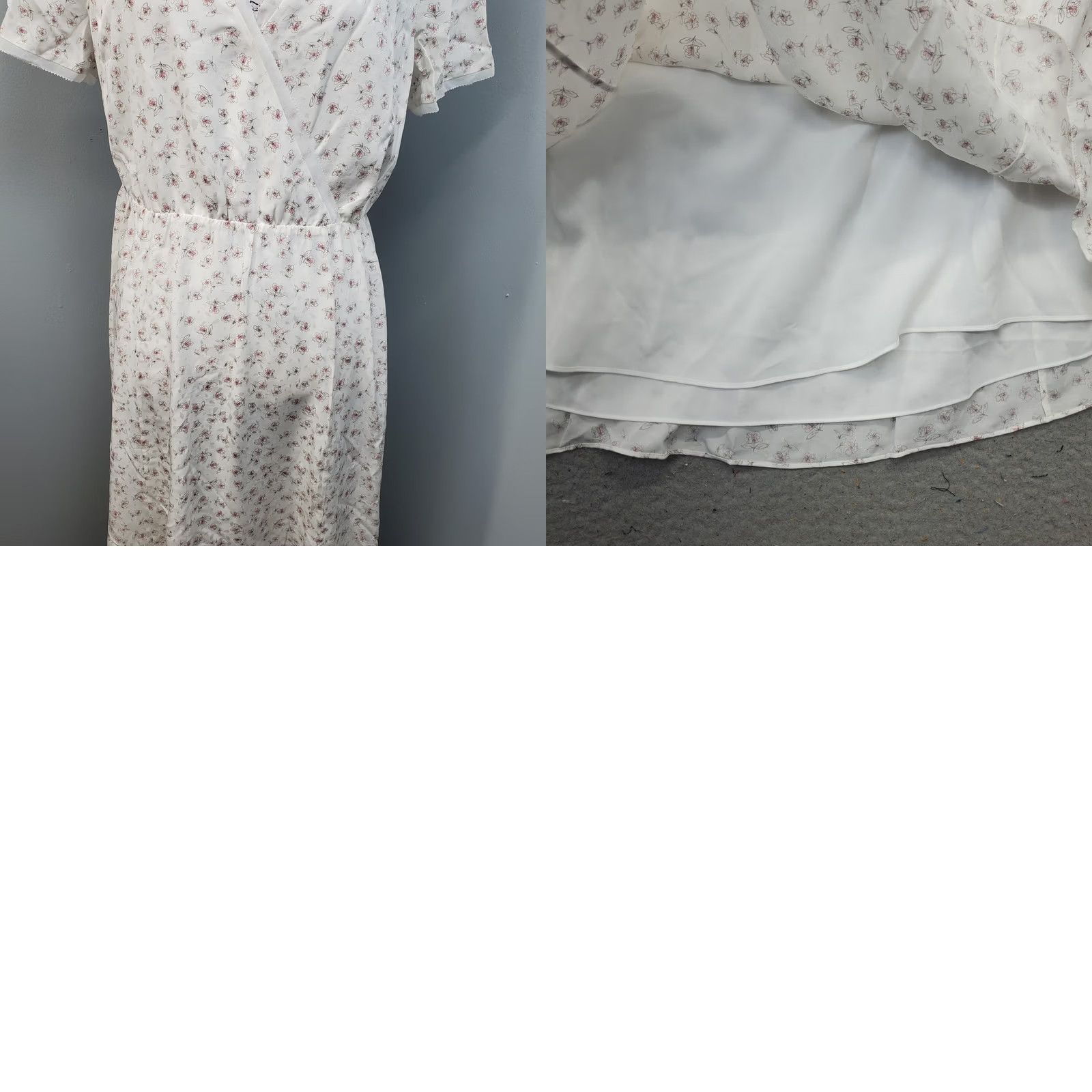Vintage White Label Dress Womens 10 Maxi Multi Lined Floral Stretch Silk Jacquard Frill Size L / US 10 / IT 46 - 8 Thumbnail