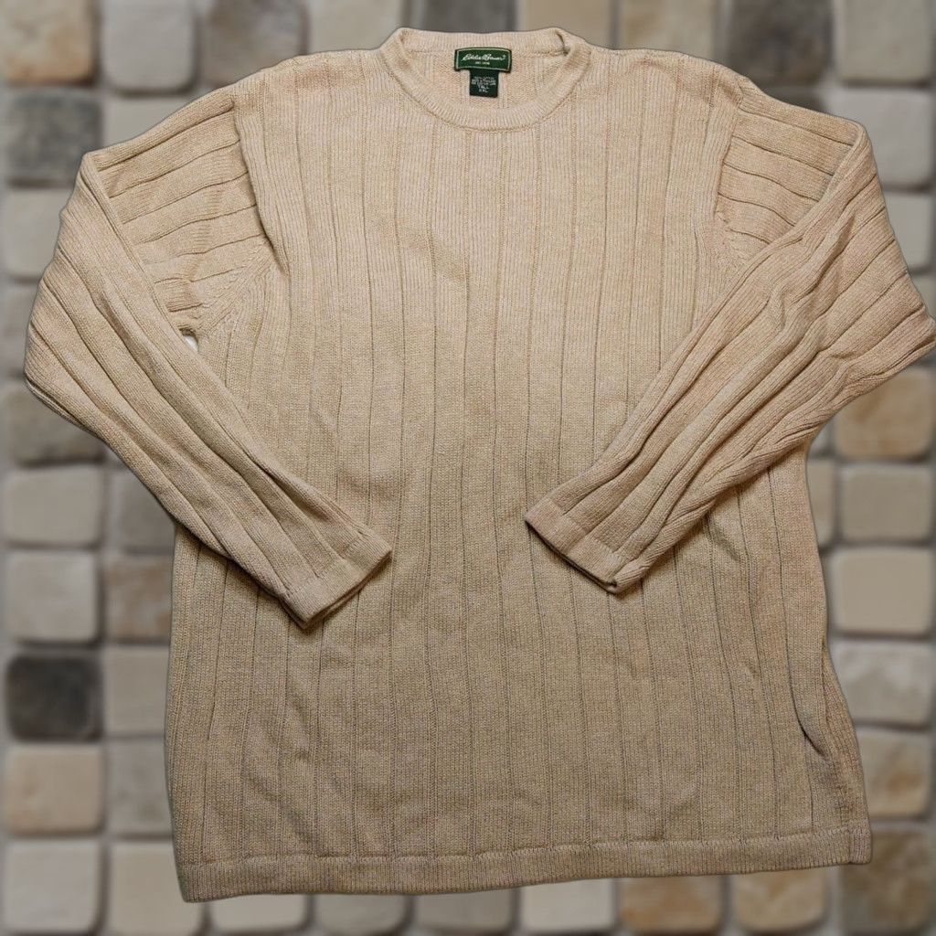 Eddie Bauer Eddie Bauer Crew Neck Sweater Mens 2XL Beige Cotton 100% Knit Pullover Long Sleeve Casual Business Travel 90s Classic Hipster Outdoor Preppy Size US XXL / EU 58 / 5 - 1 Thumbnail