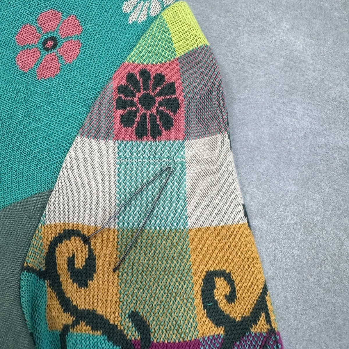 Vintage Ivko Handwritten Emotion Emerald Linen Sweater Cardigan Size XS / US 0-2 / IT 36-38 - 6 Thumbnail