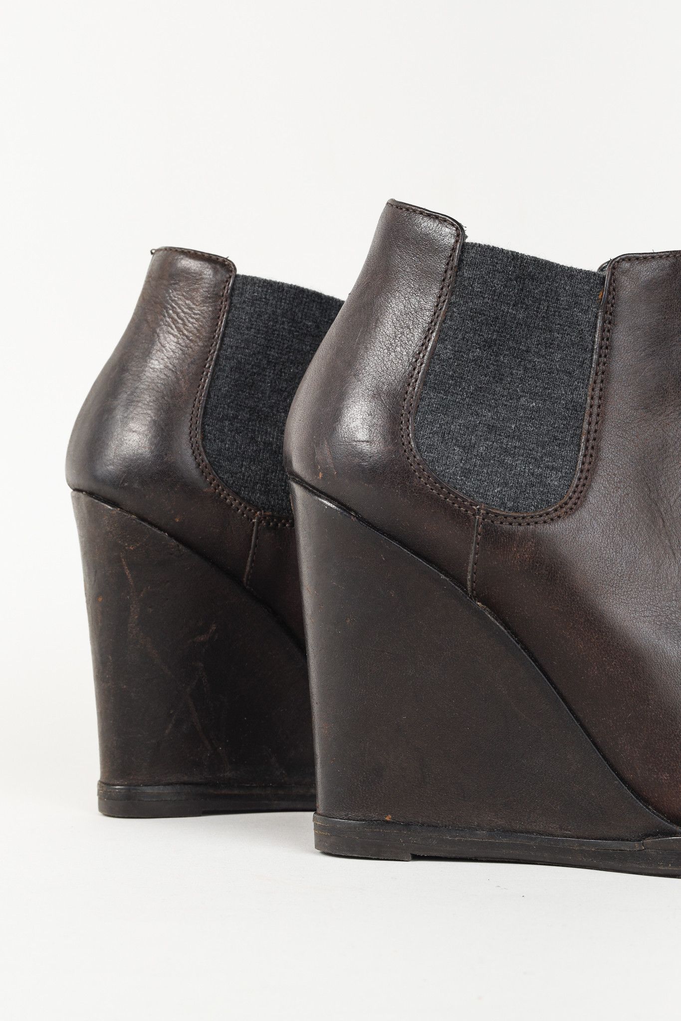 Brunello Cucinelli Brunello Cucinelli Leather Grosgrain Trim Chelsea Boots Size US 6.5 / IT 36.5 - 7 Thumbnail