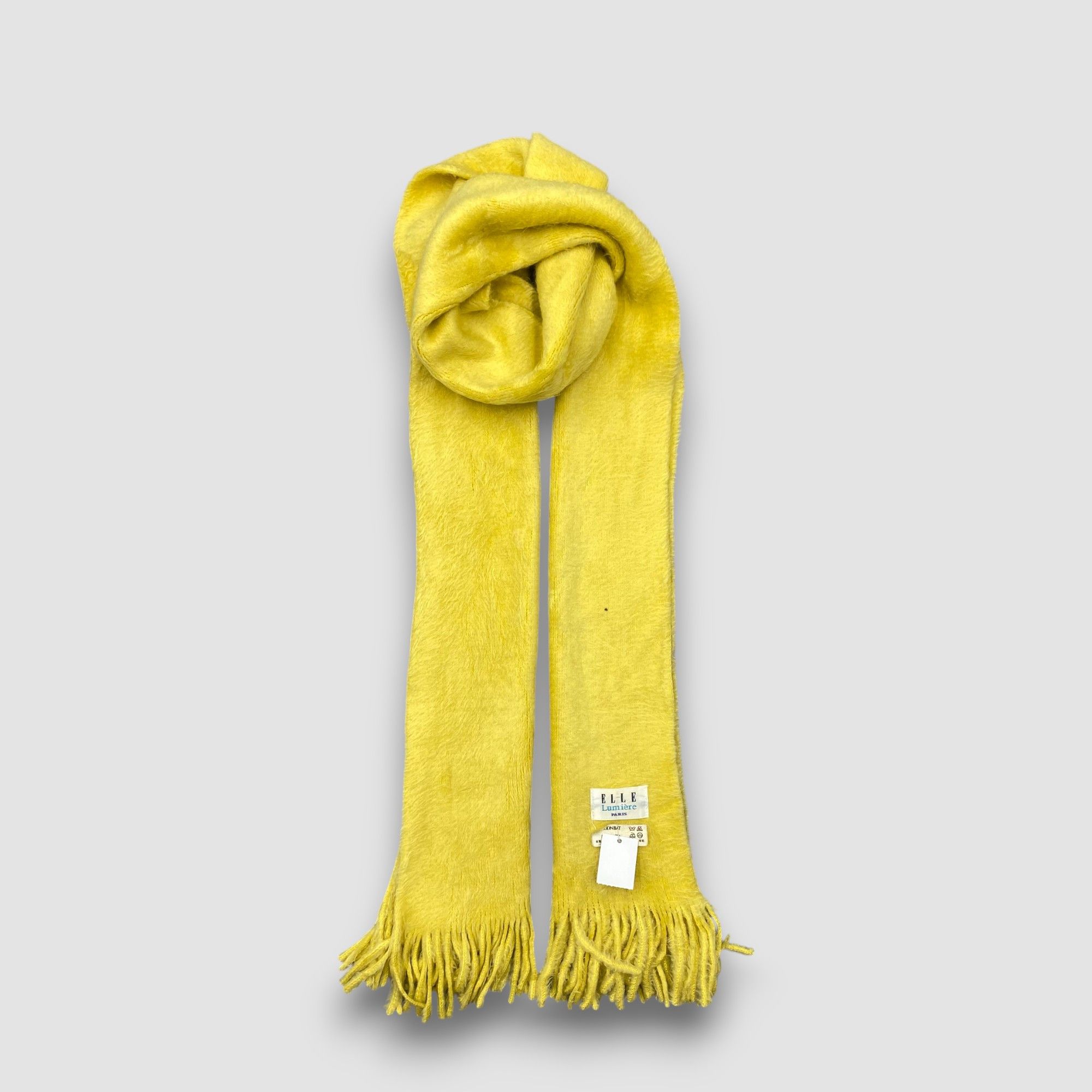 Japanese Brand Vintage Elle Scarf Muffler Wool Fringe Ribbed Knit Scarves Size ONE SIZE - 1 Thumbnail