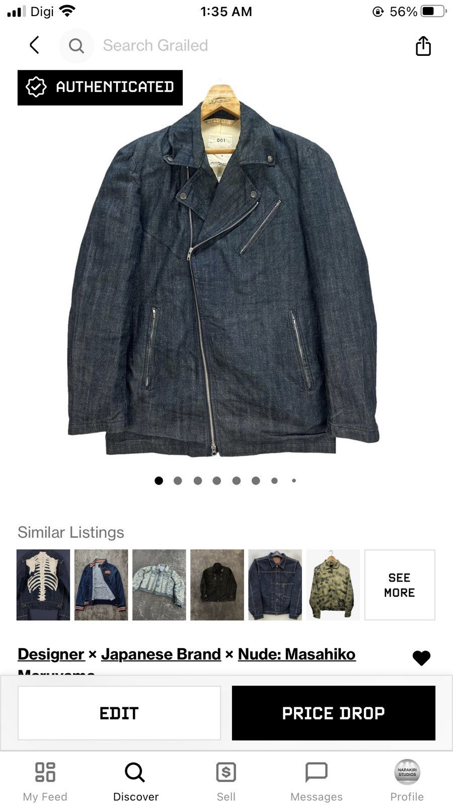 Nude: Masahiko Maruyama NO 001 NUDE MASAHIKO MARUYAMA ASYMMETRICAL JACKET #7874-187 Size US M / EU 48-50 / 2 - 17 Thumbnail