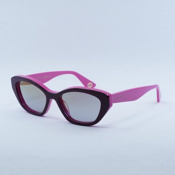 Gucci GG1638S 003 Sunglasses Burgundy/Fuchsia Cat Eye Frame