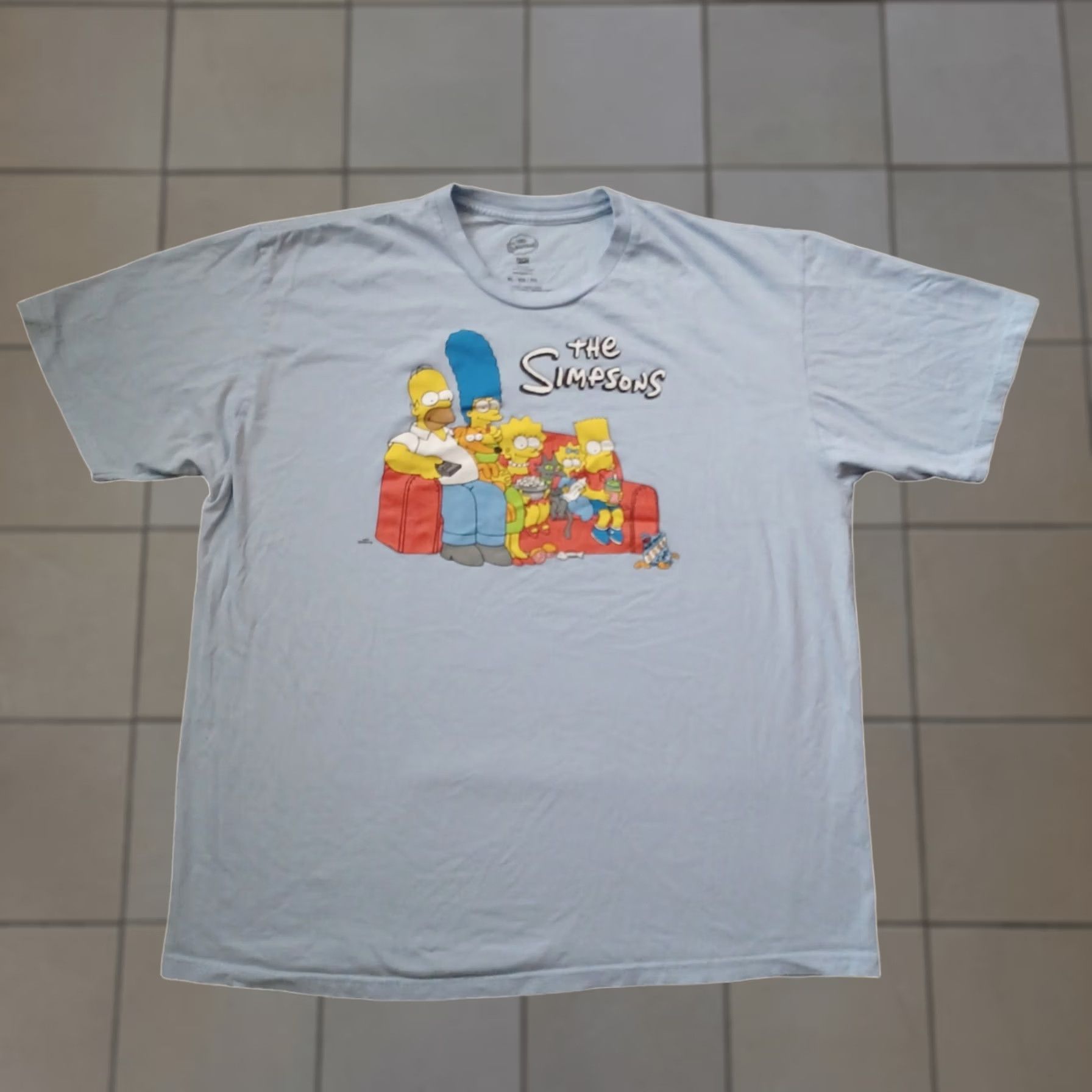 Vintage The Simpsons Graphic T Shirt Mens XL Blue Short Sleeve Sitting Couch Size US XL / EU 56 / 4 - 1 Thumbnail