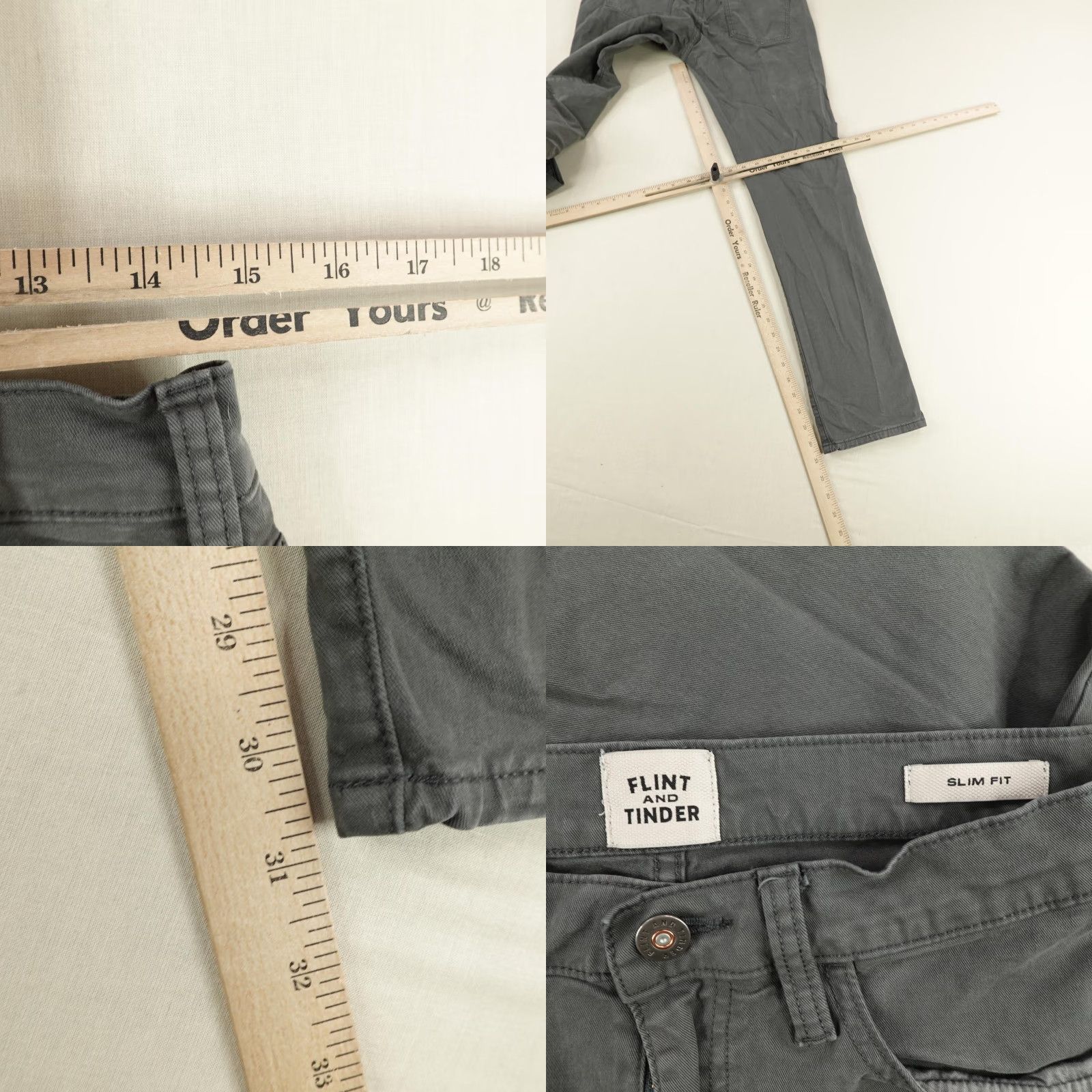 Flint And Tinder Flint and Tinder Pants Mens 31x32 Gray Slim Fit Stretch Chino Outdoors Work Flex Size US 31 - 8 Thumbnail