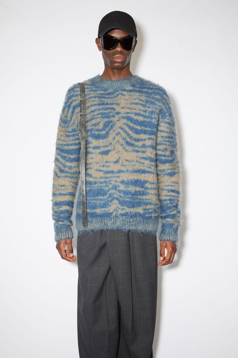 Acne Studios Blue & Tan Mohair Jacquard Sweater XS Size US XS / EU 42 / 0 - 6 Thumbnail