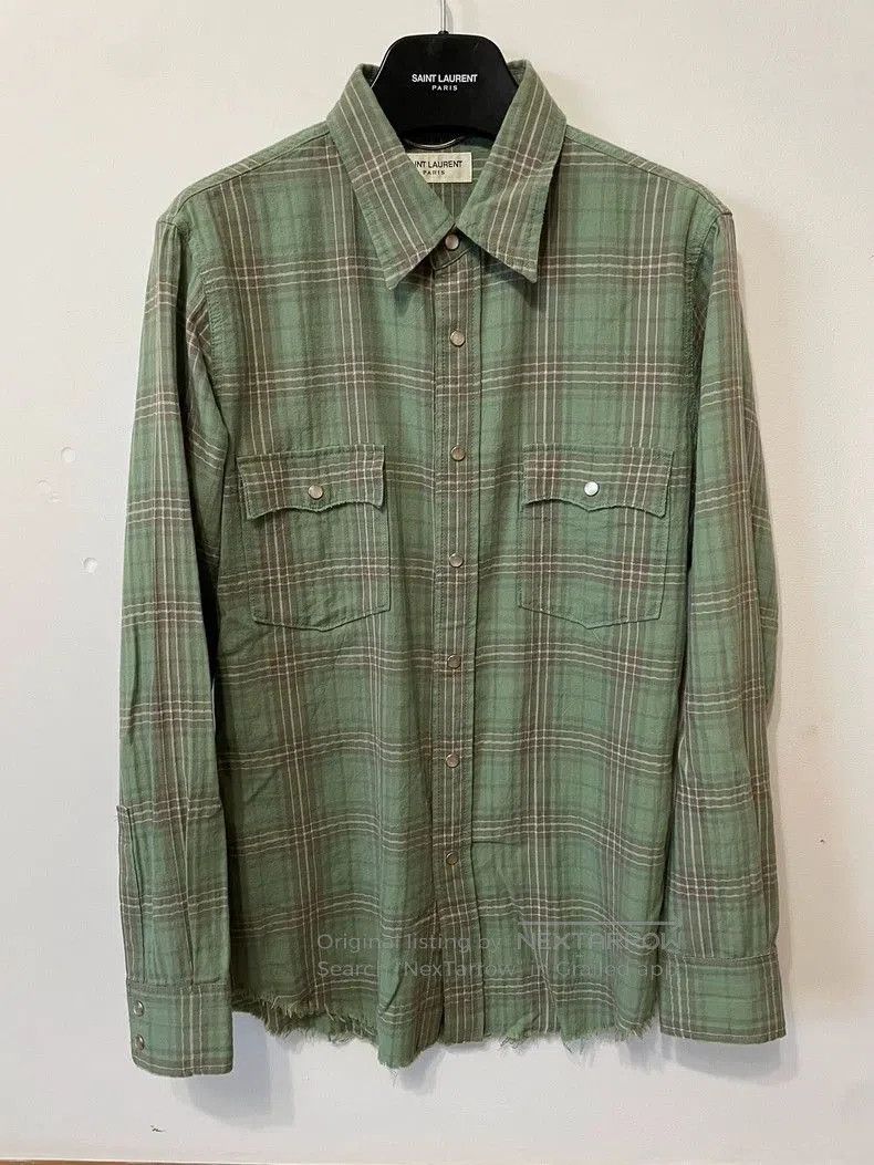 Saint Laurent Paris Saint Laurent SLP Green Plaid Shirt. Size US S / EU 44-46 / 1 - 1 Thumbnail