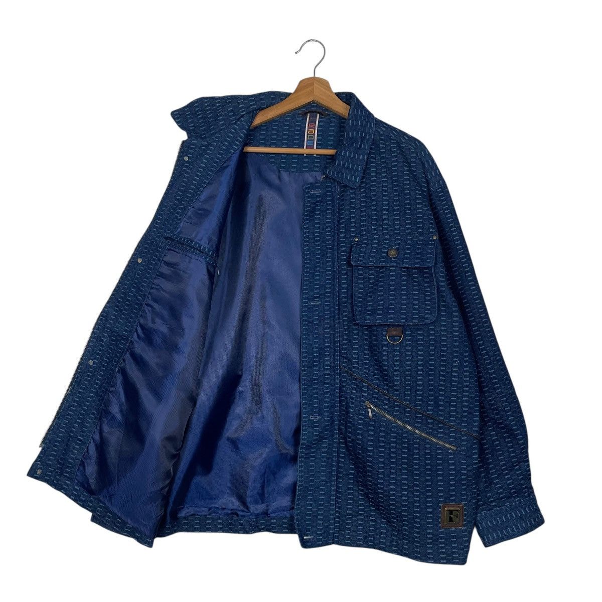 Other Nice Design Jean Louis Pradet Patterned Blue Denim Jacket Size US L / EU 52-54 / 3 - 9 Thumbnail
