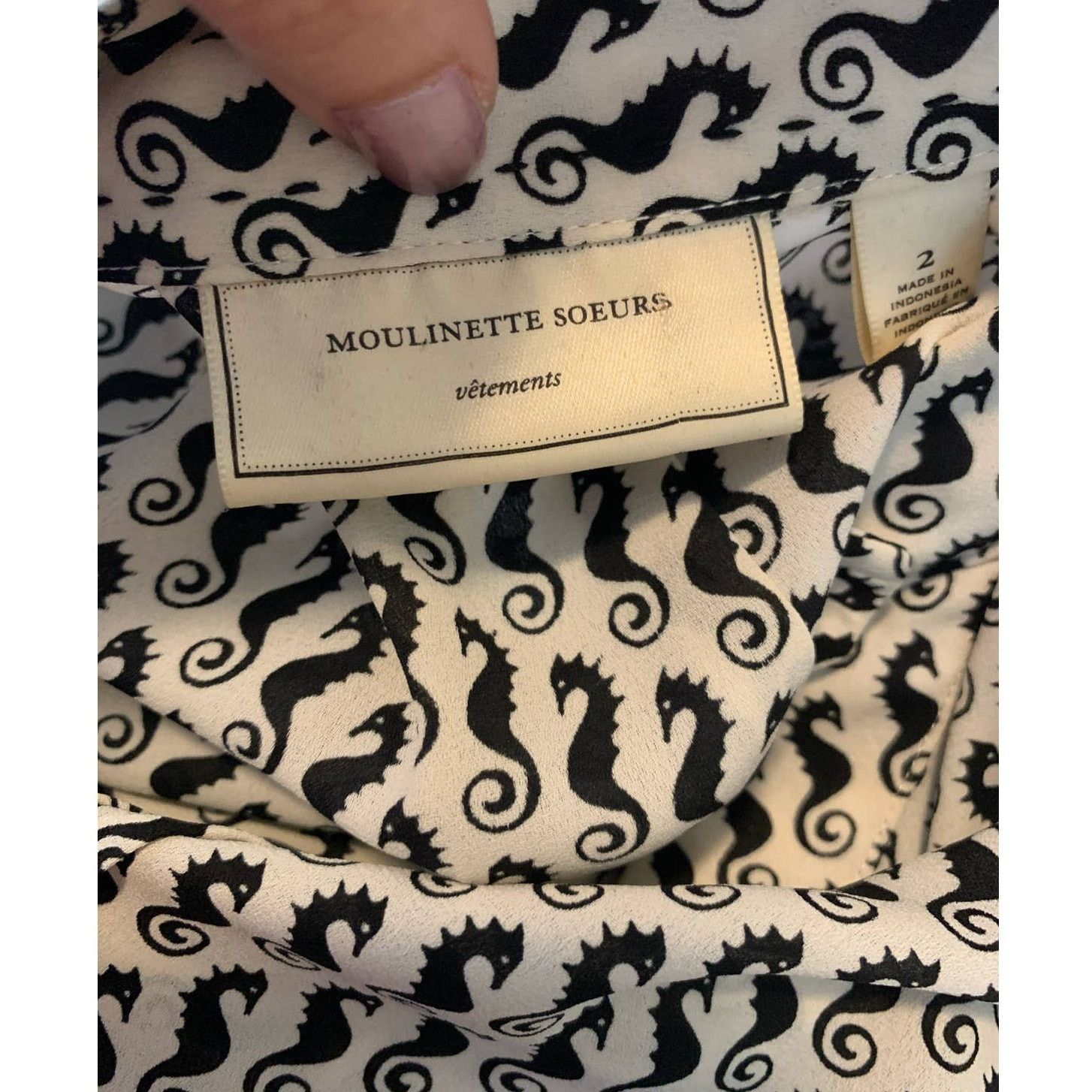 Anthropologie Moulinette Soeurs seahorse print button down blouse size 2 Size XS / US 0-2 / IT 36-38 - 4 Thumbnail