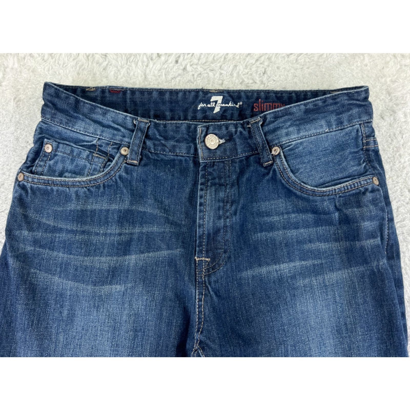 7 For All Mankind 7 For All Mankind Jeans Slimmy Straight Leg Juniors 16 Blue Denim 26x28 Women Regular 5-Pocket Distressed Cotton Blend Naked? Size 38" / US 16 / IT 52 - 4 Thumbnail