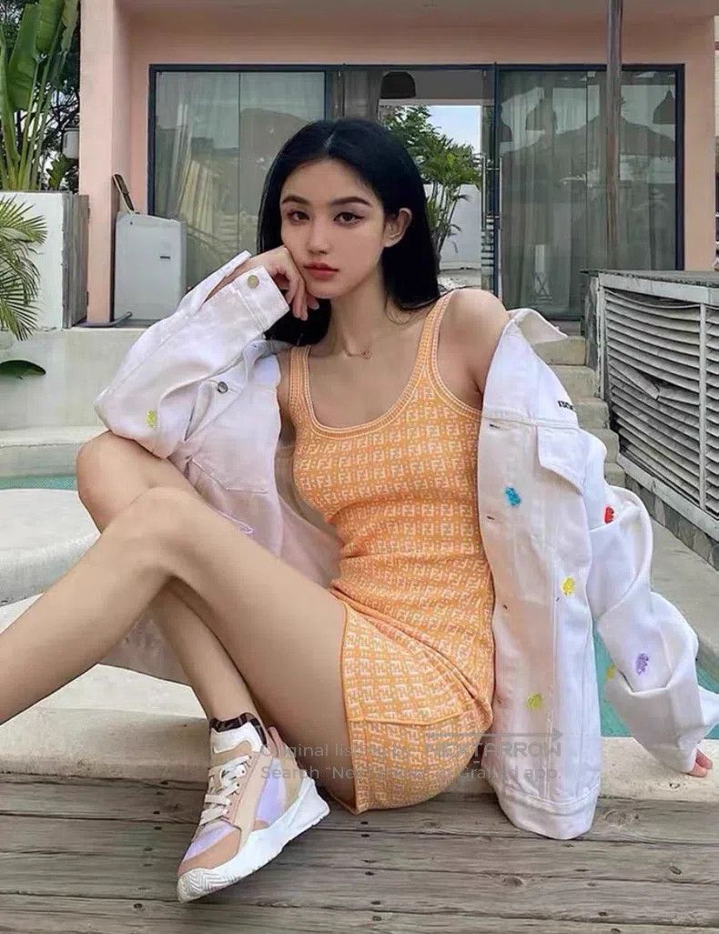 Other Fendi Logo Printed Orange Yellow Strapless Dress Size S / US 4 / IT 40 - 9 Thumbnail