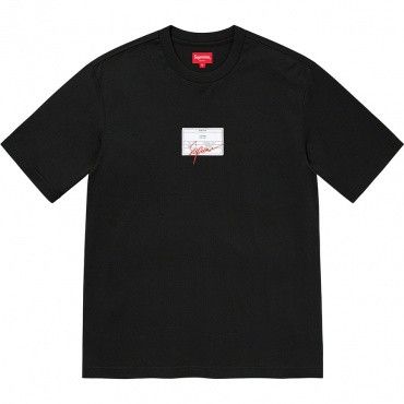 image of Supreme Signature Label S/s Top Black Short Sleeve Tee, Men's (Size Small)