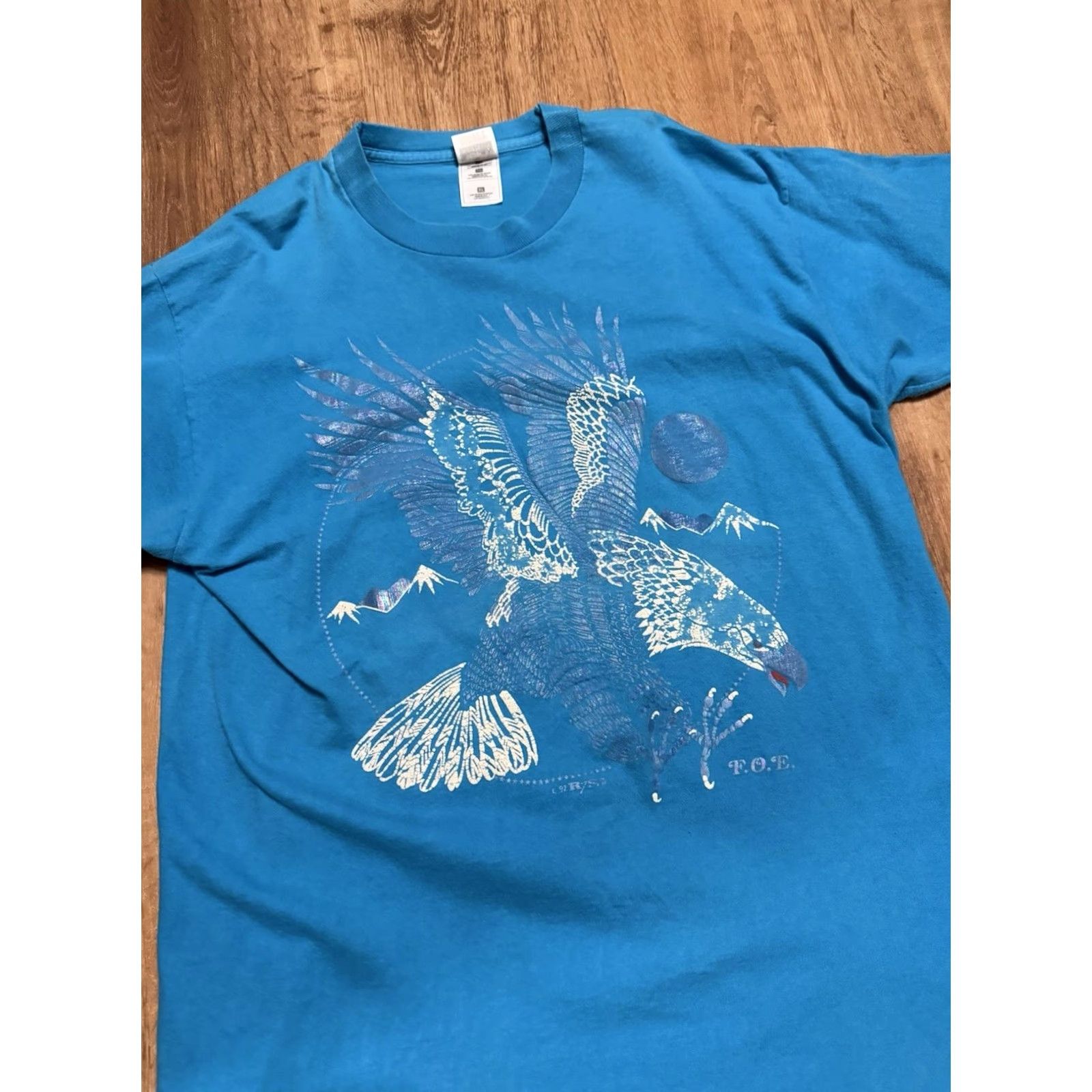 Fruit Of The Loom VINTAGE Fruit of the Loom T-Shirt Mens XL Nature 90s Iridescent Eagle Single Stitch Blue, 90s Mens XL Size US XL / EU 56 / 4 - 7 Thumbnail