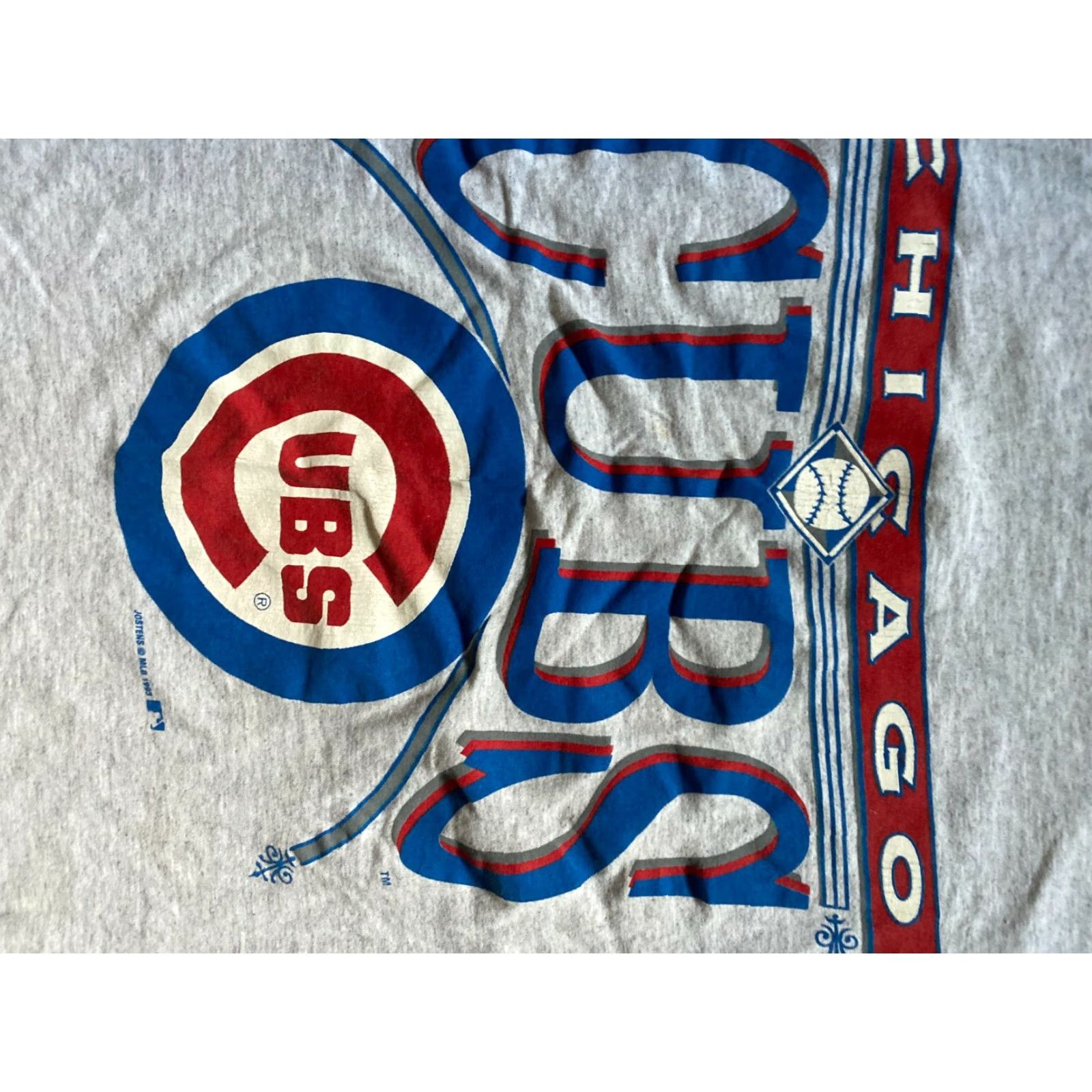 MLB VTG Chicago Cubs National League Striped Shirt 1990s 1993 USA Made Jostens Adult Large Gray MLB Graphic Tee Size US L / EU 52-54 / 3 - 3 Thumbnail