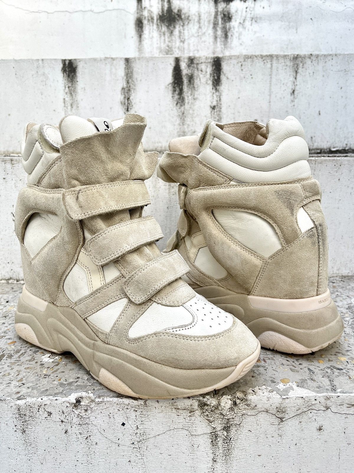 Isabel Marant Balskee Suede Hi top Wedge Sneaker (White) Size US 9 / IT 39 - 1 Thumbnail